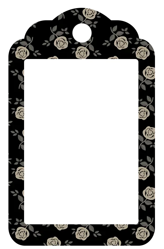 Black and Beige Floral Tag with Roses