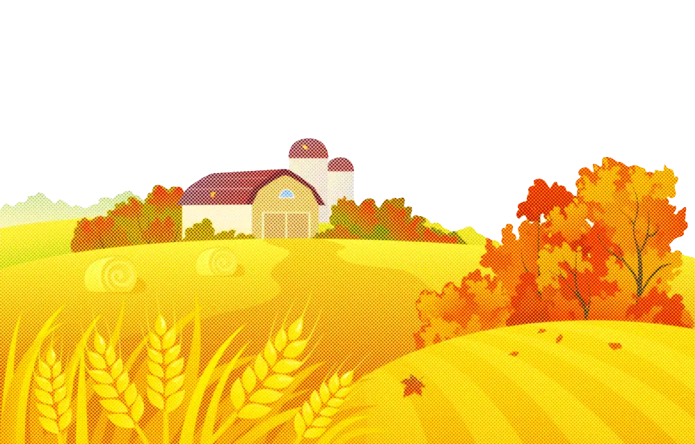 Autumn Farm Field with Harvest Scene