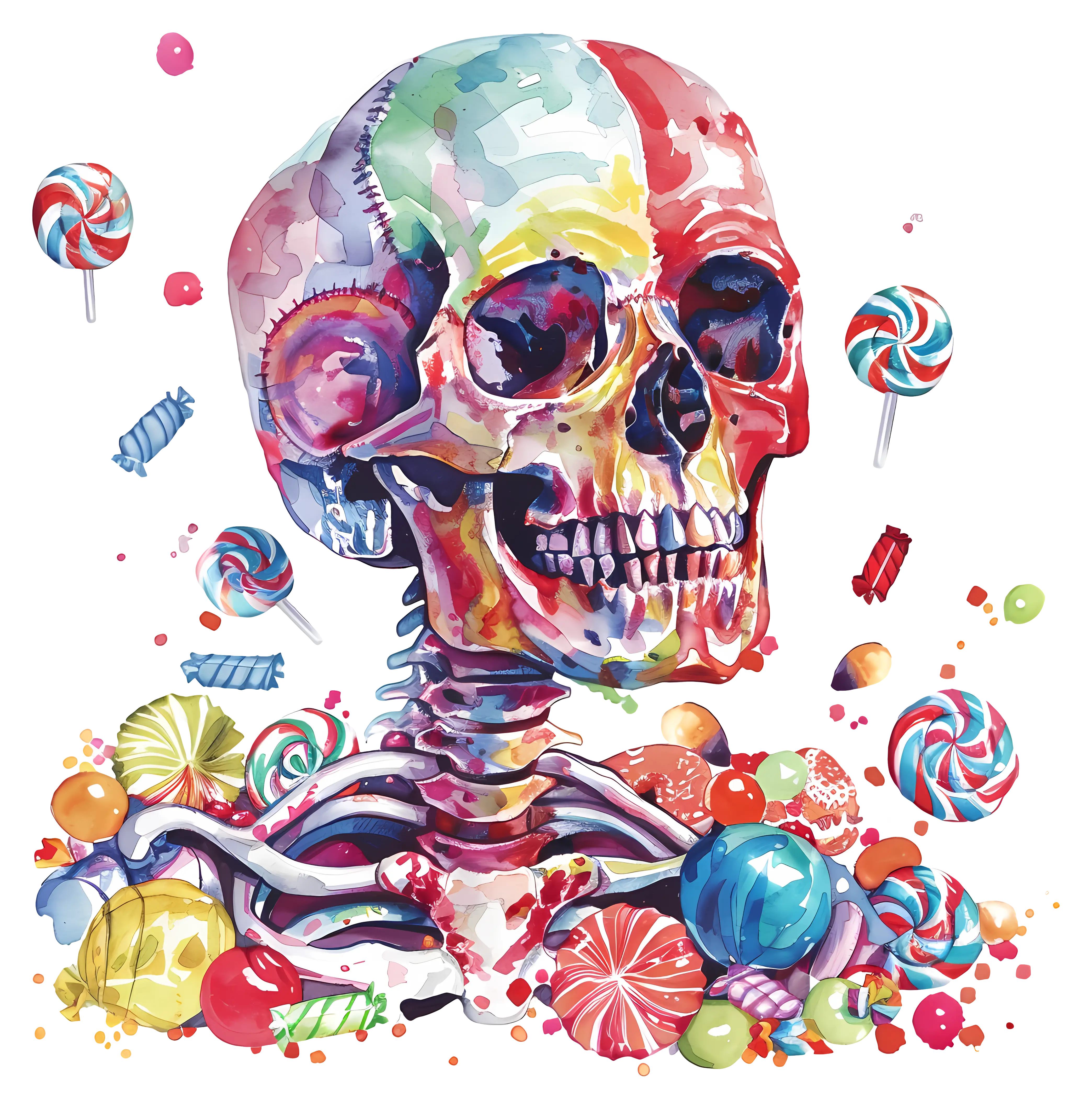 Colorful Candy Skull with Sweets