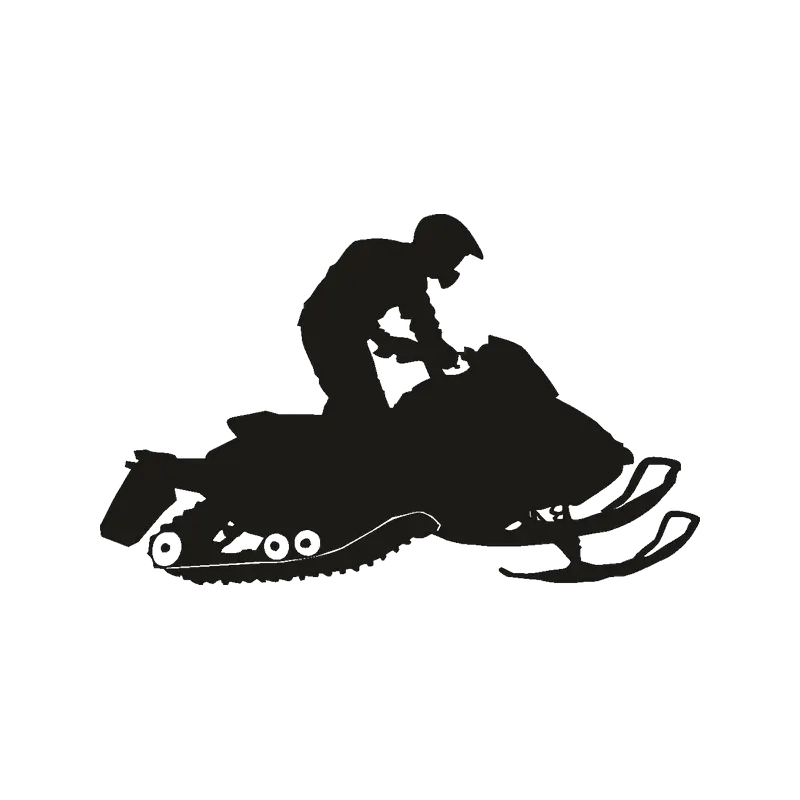 Silhouette of Snowmobile in Action
