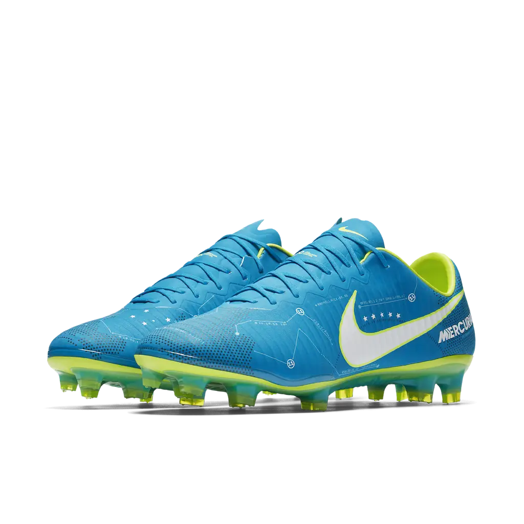 Blue Nike Soccer Cleats with Neon Yellow Accents