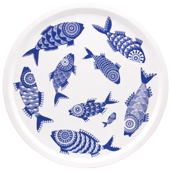 Blue Fish Design on Plate