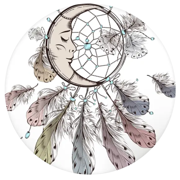 Dreamcatcher with Feathers and Moon Illustration