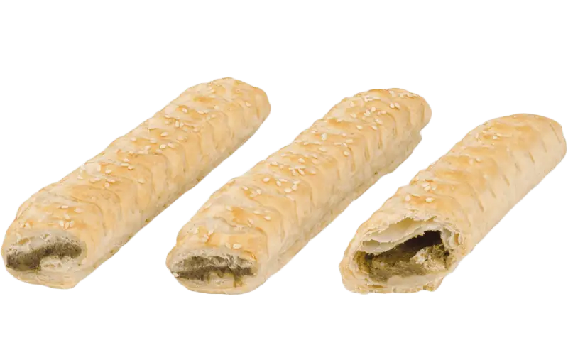 Crispy Sausage Rolls on White Background