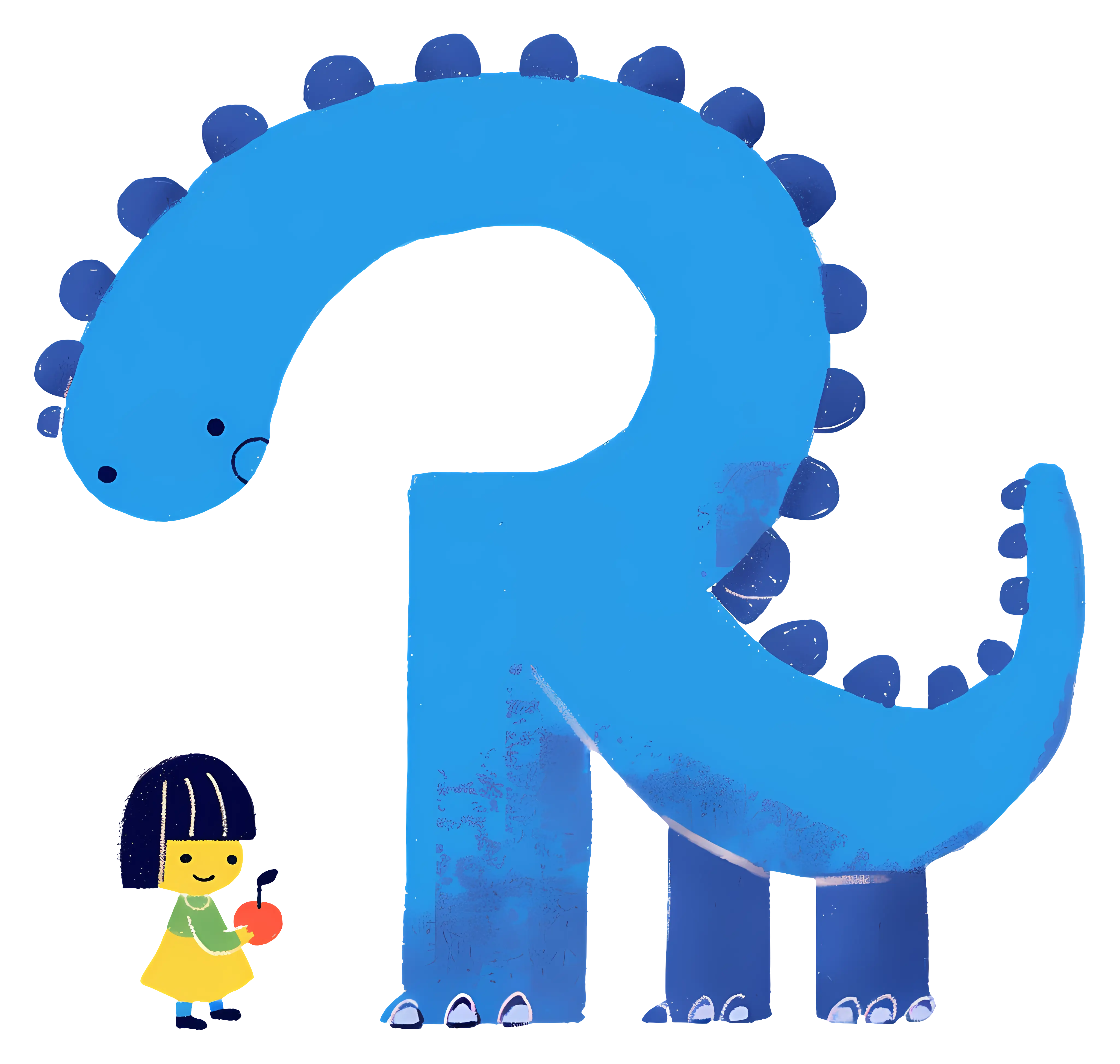Blue Dinosaur with Child
