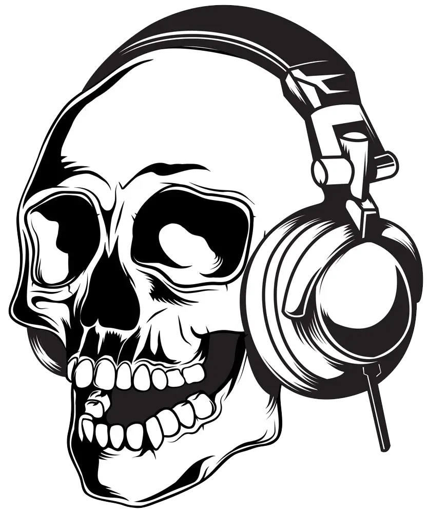 Cool Skull with Headphones Illustration