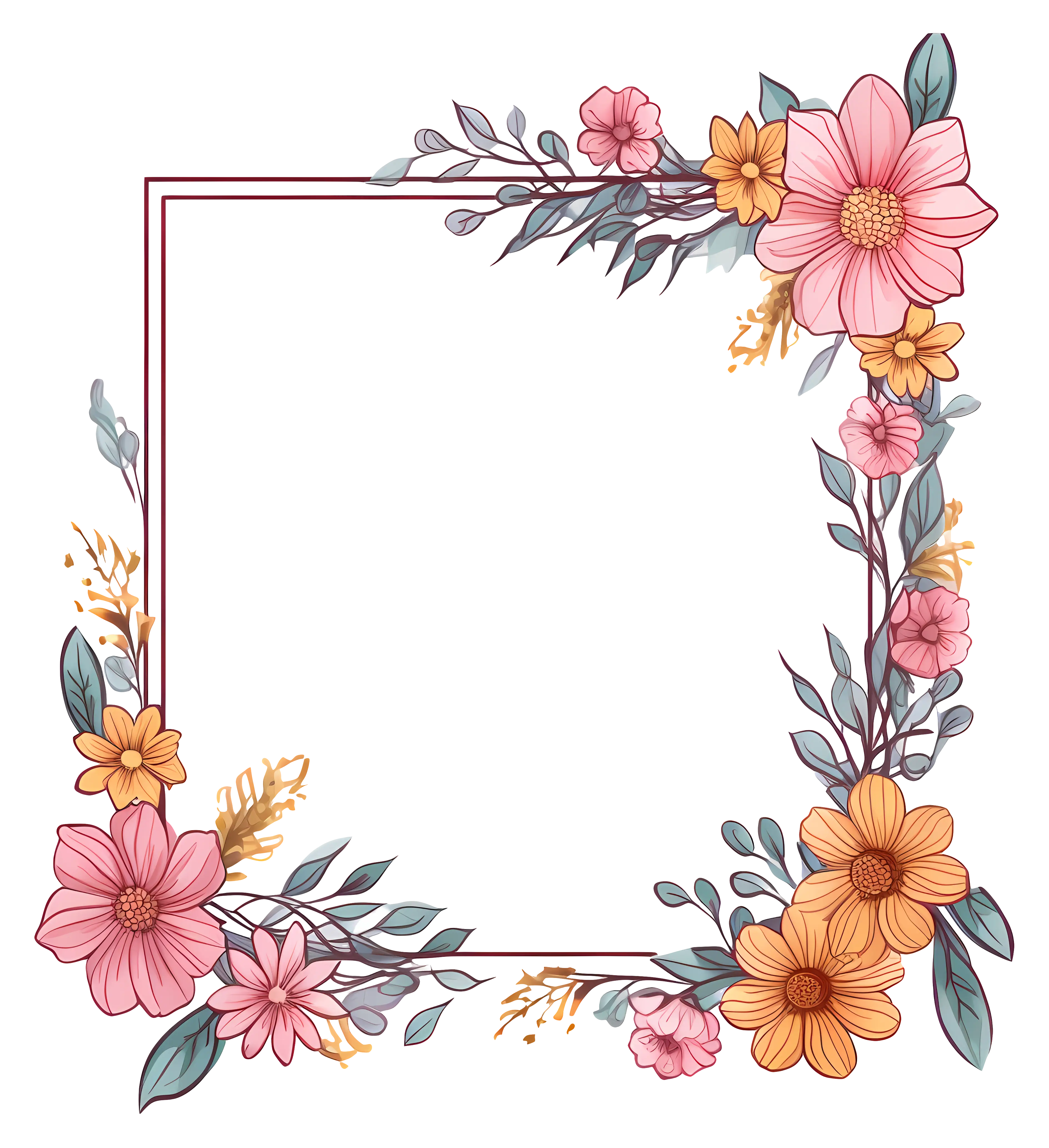 Floral Decorative Frame for Designs