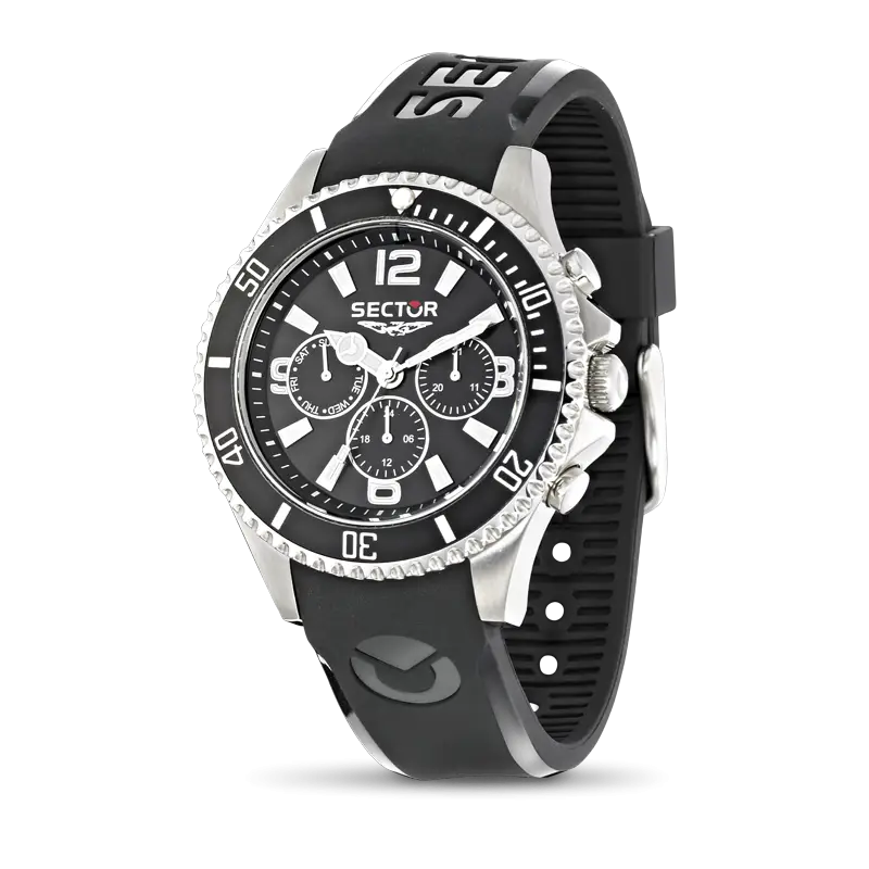 Black Wristwatch with Chronograph Features