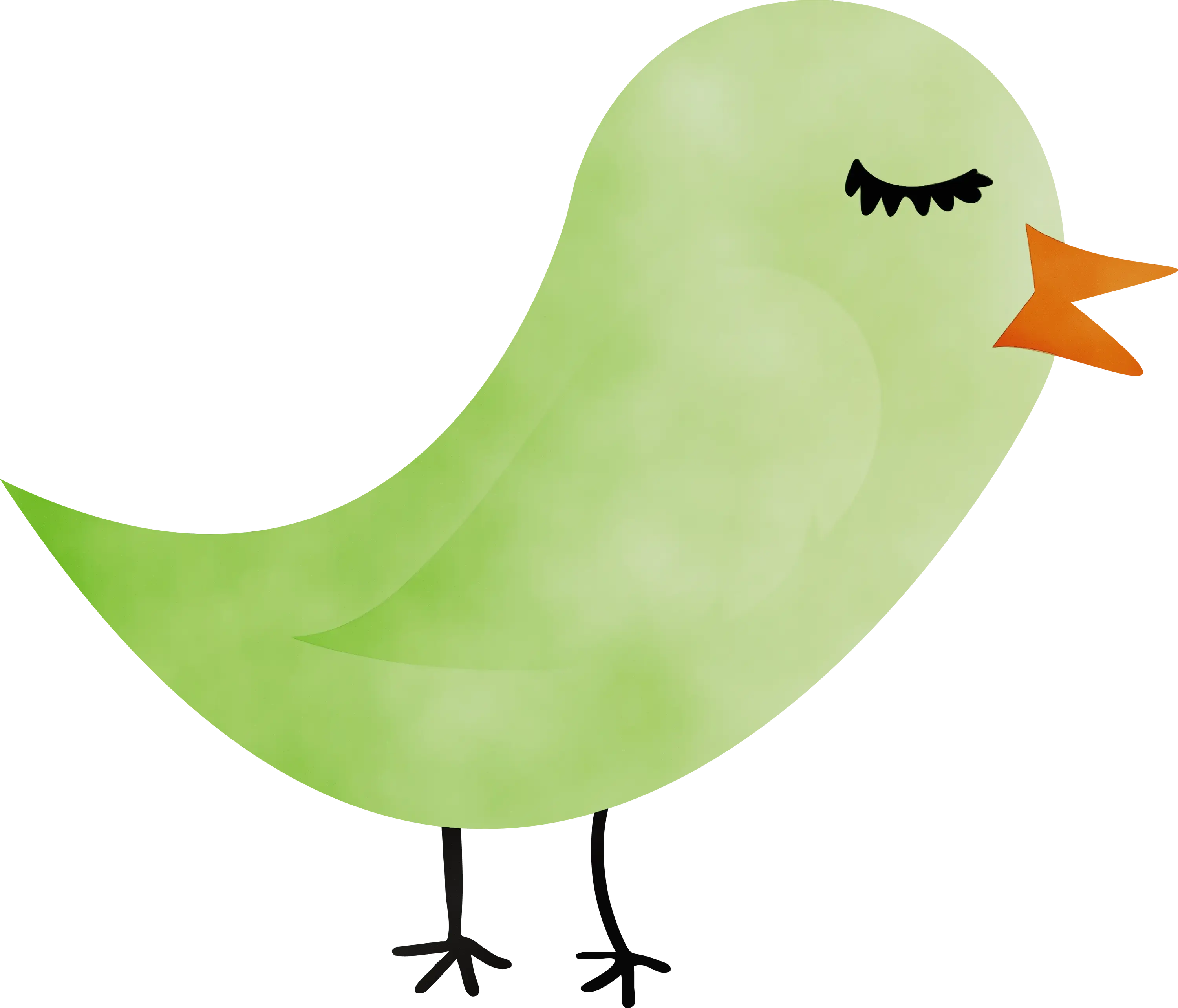 Green Cartoon Singing Bird