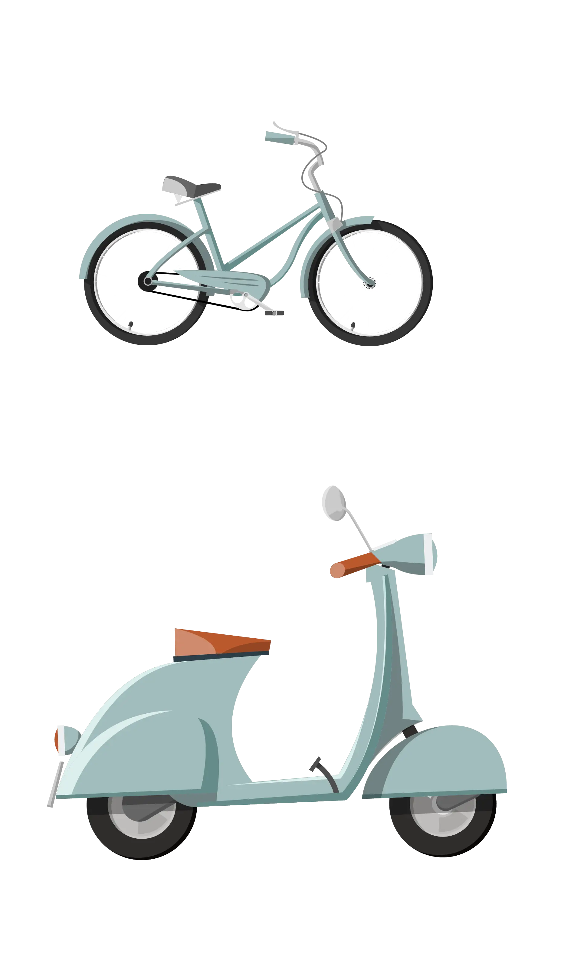 Bicycle and Scooter Illustration
