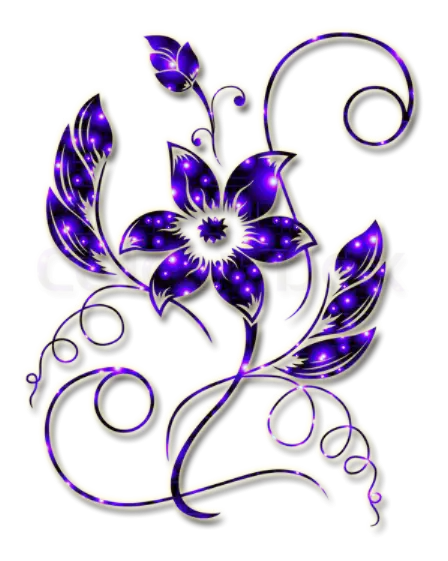 Decorative Purple Flower Design with Swirls