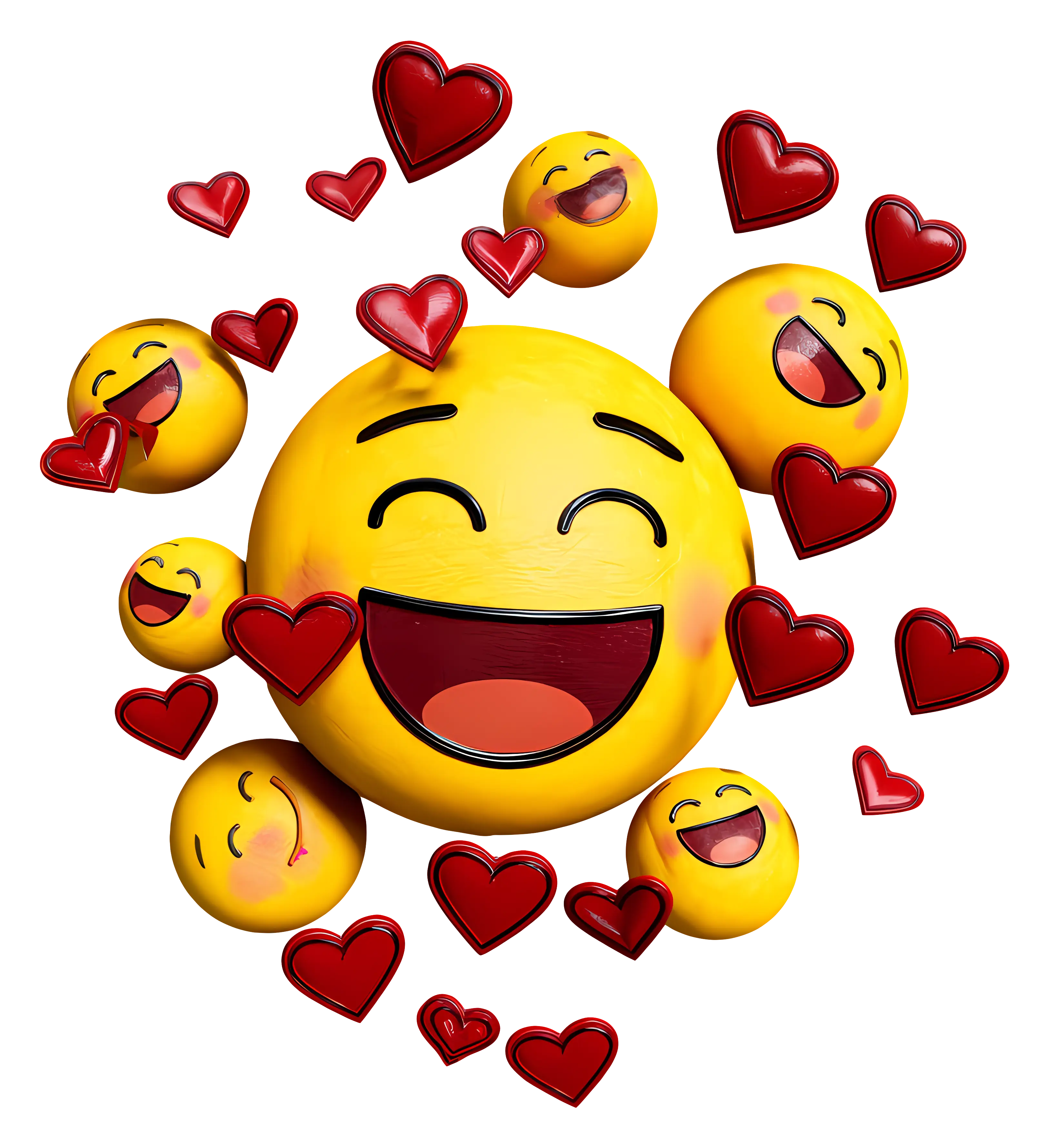 Laughing Emoji Surrounded by Hearts