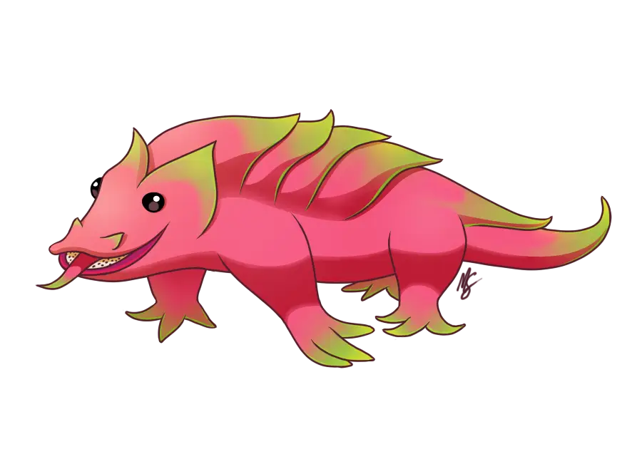 Cute Pink Cartoon Lizard