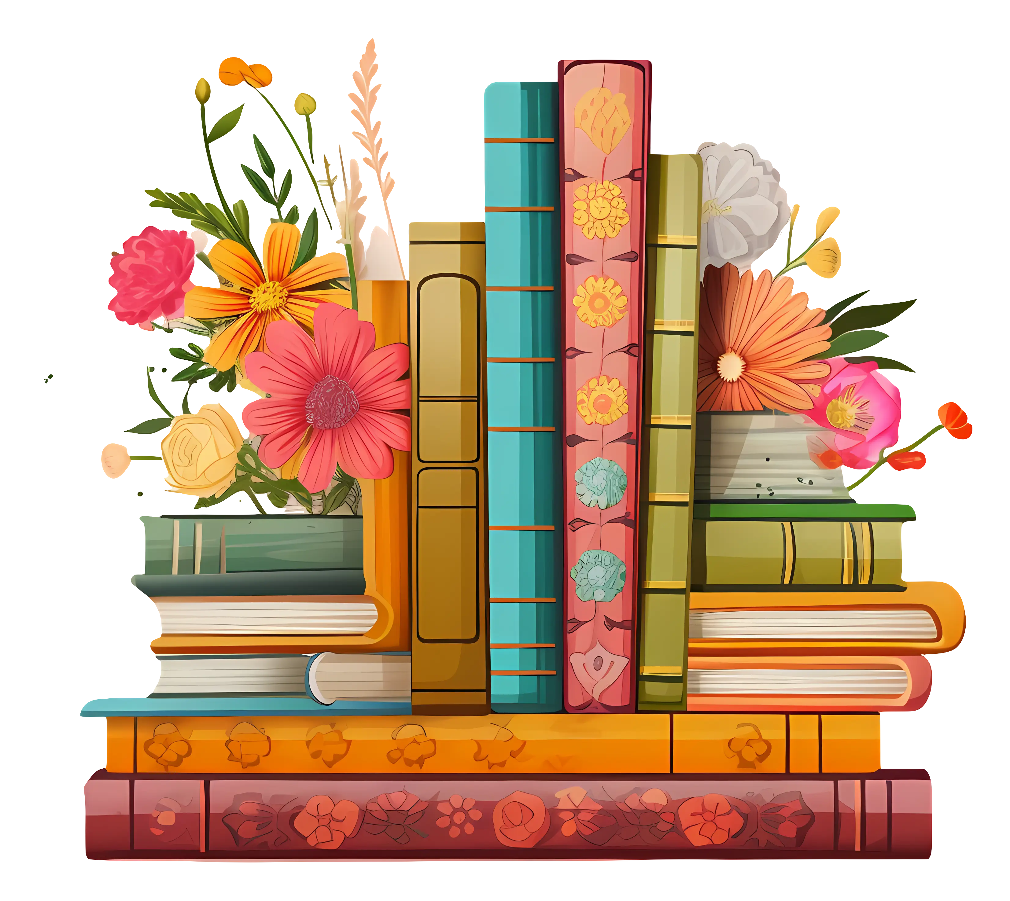 Decorative Book Stack with Flowers