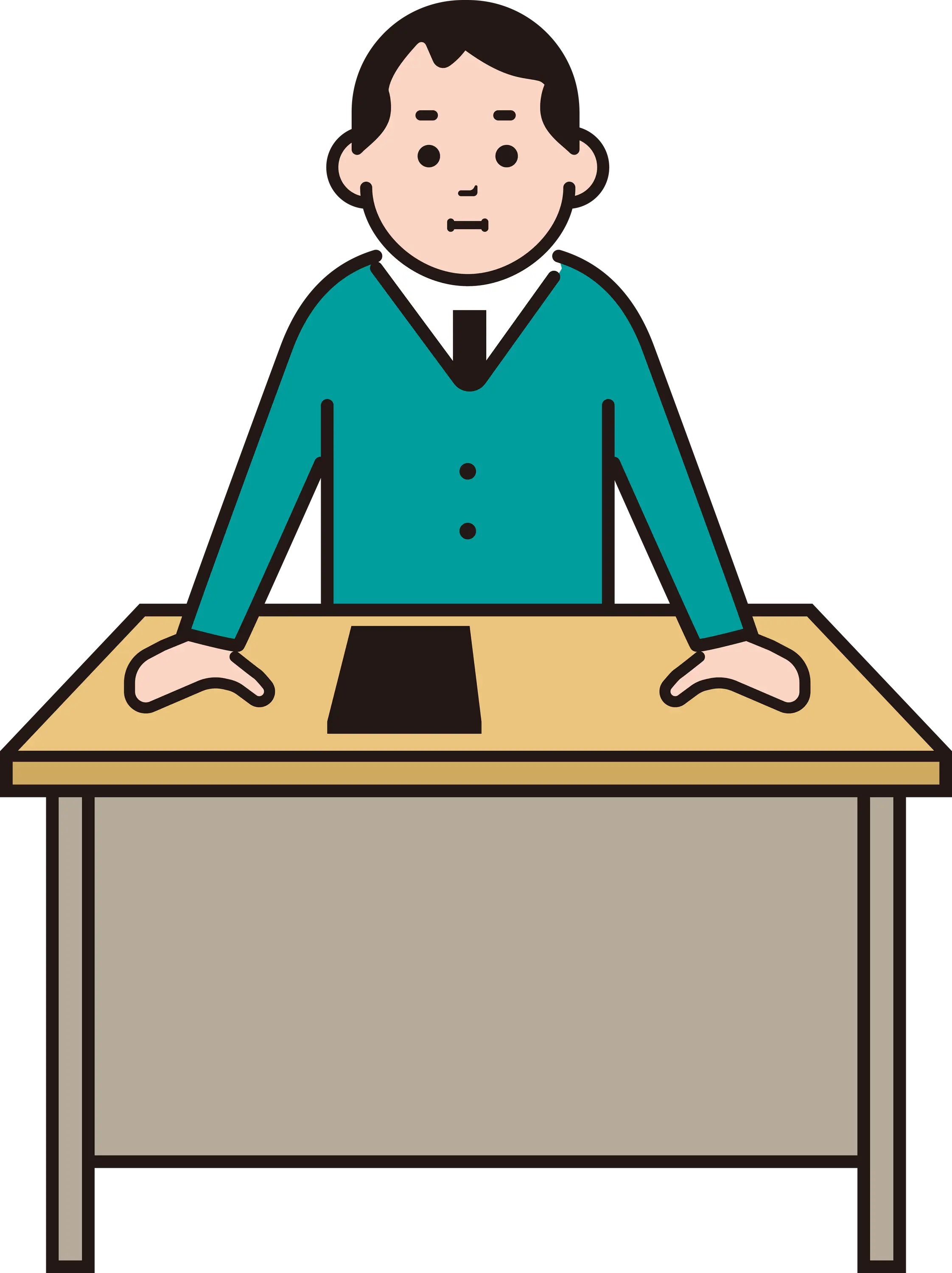 Cartoon Man Standing Behind a Desk Illustration