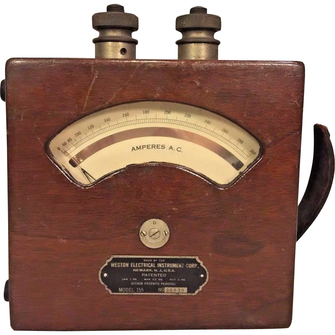 Vintage Wooden Ammeter Device