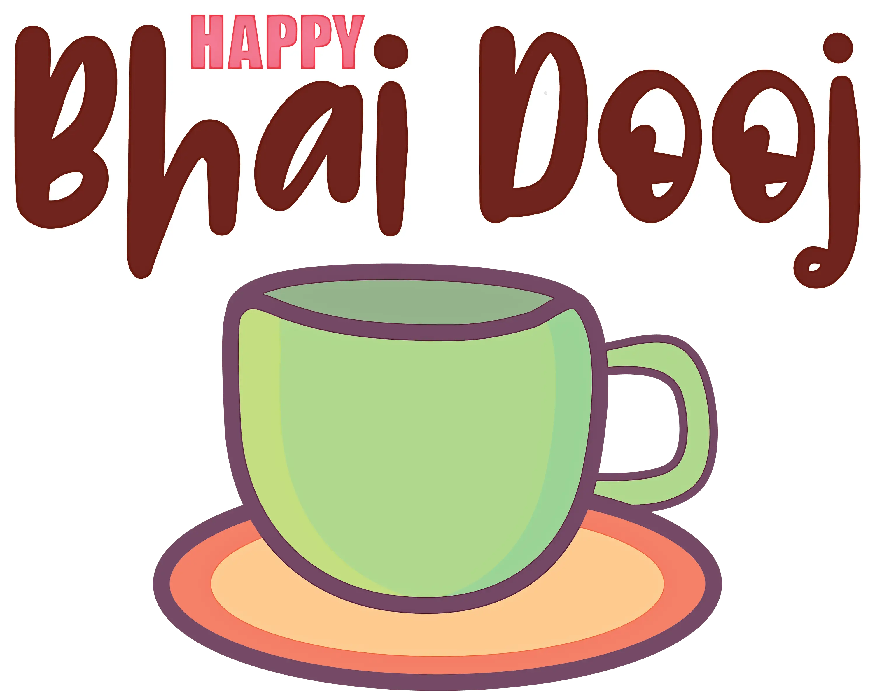 Happy Bhai Dooj Teacup Illustration