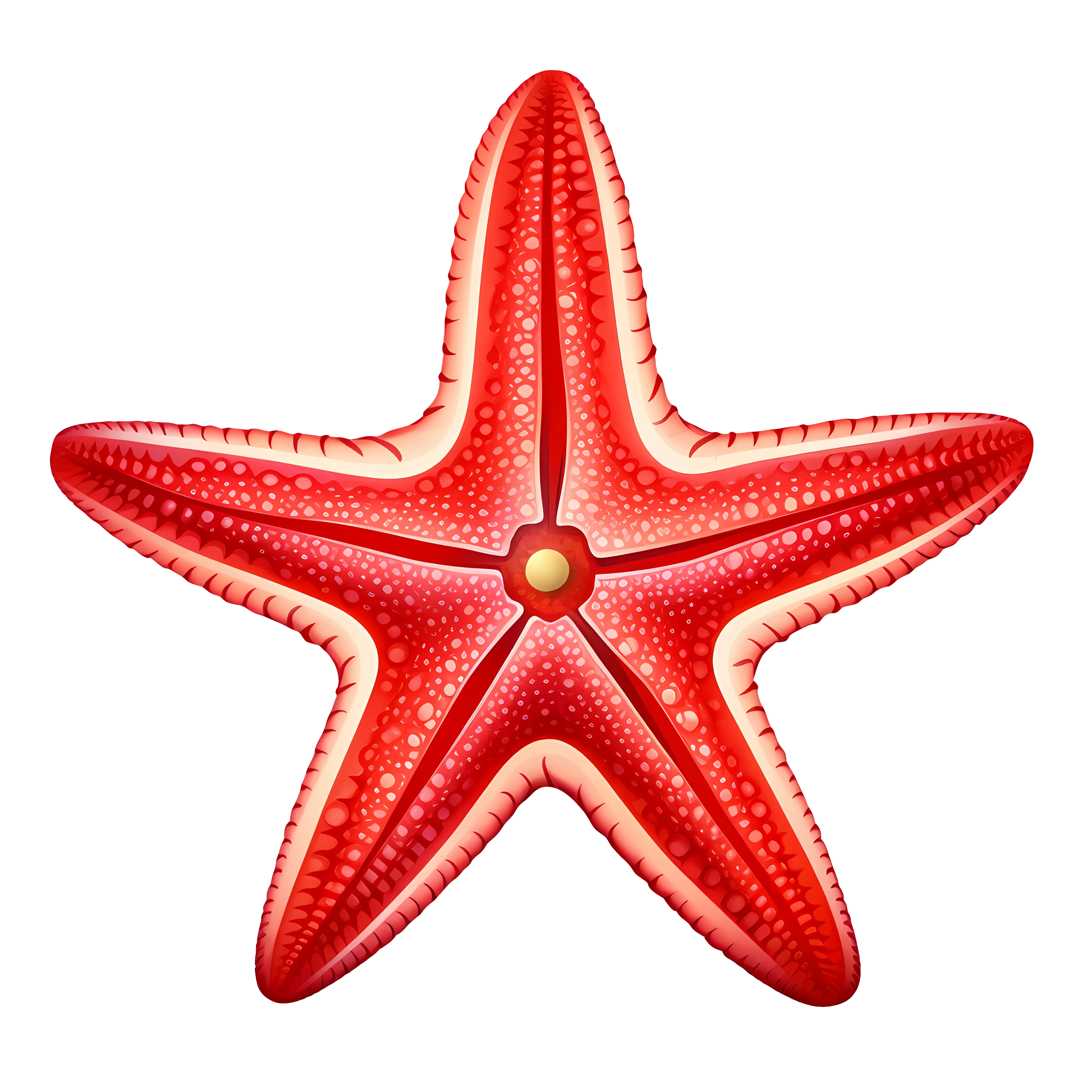 Bright Red Starfish with Smooth Arms