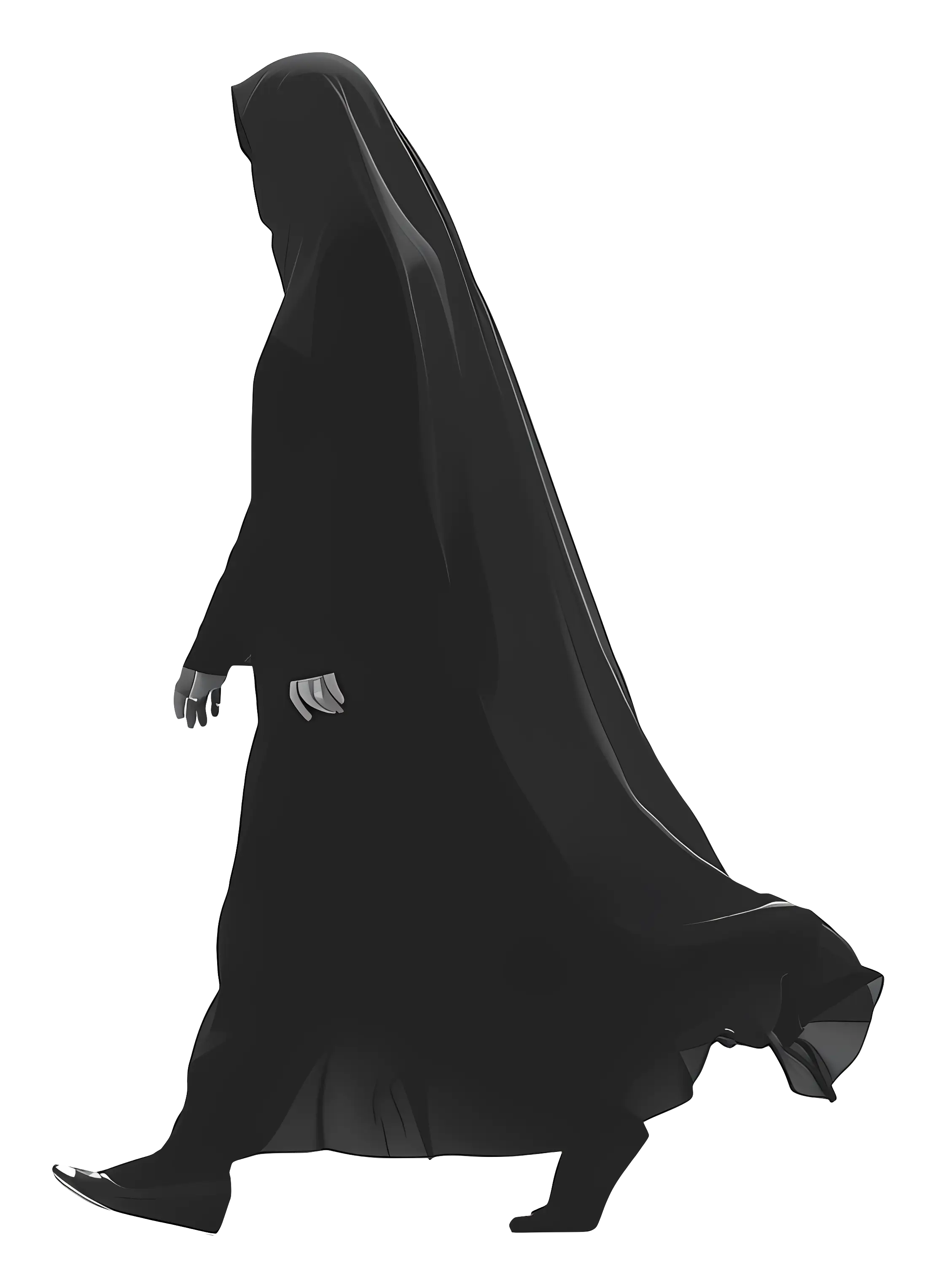Person in Black Cloak Walking