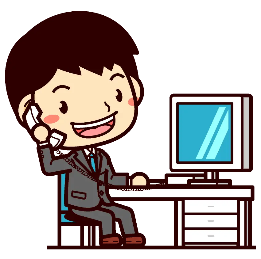 Cartoon Office Worker on Phone
