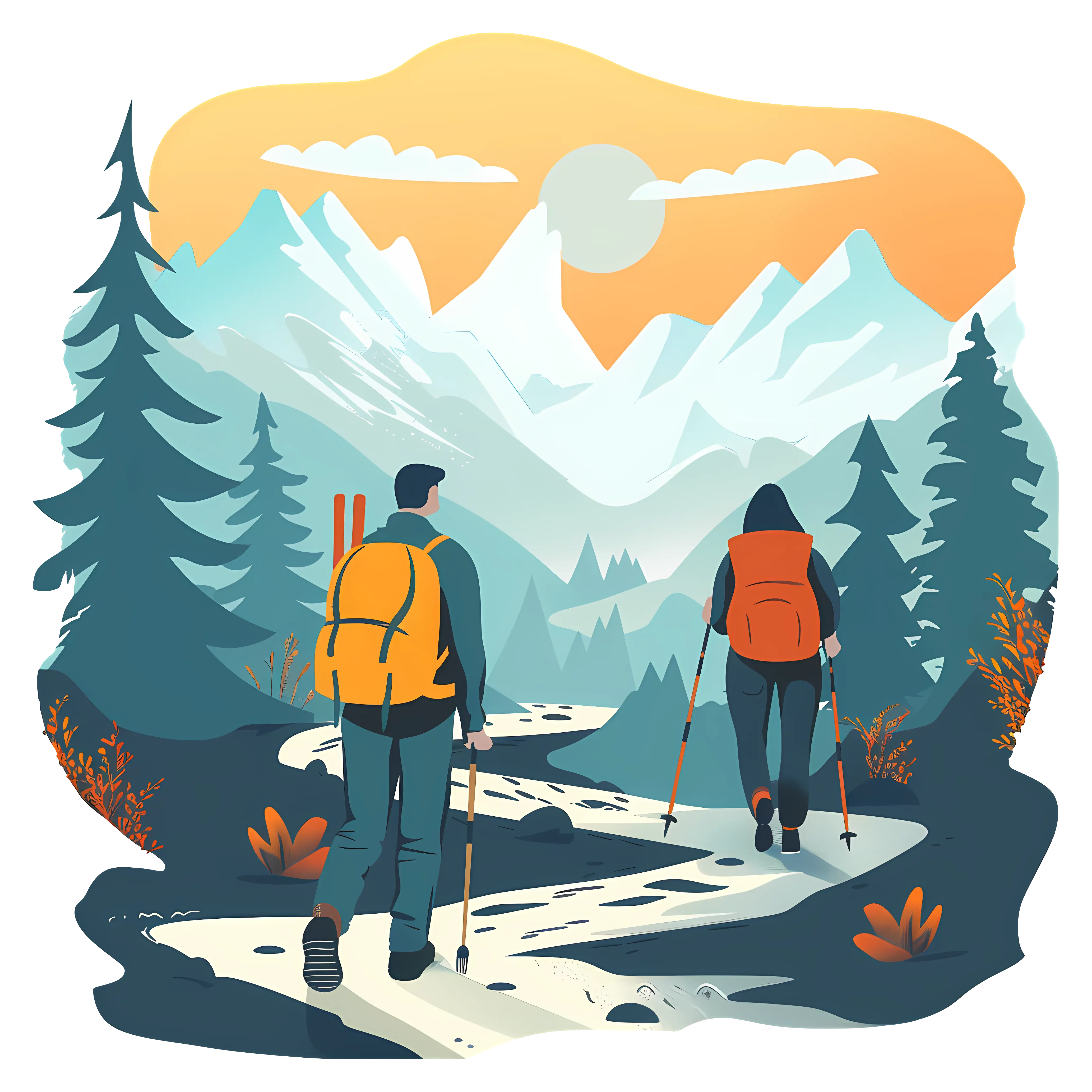 Hikers Exploring Mountain Landscape