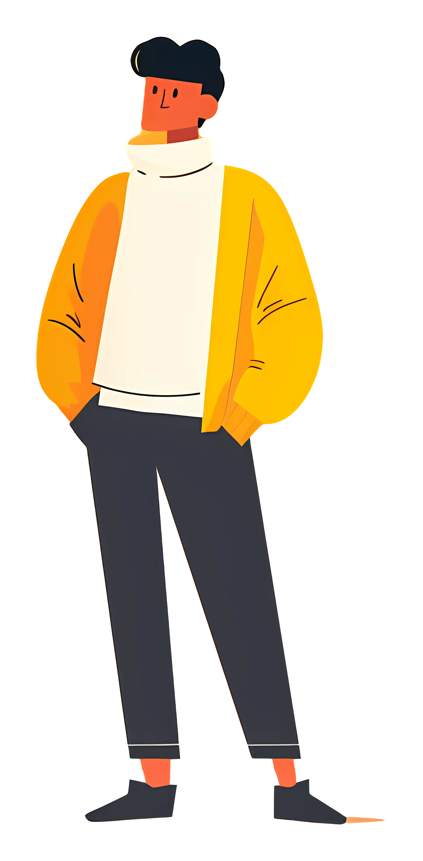 Person in Yellow Jacket Cartoon Illustration