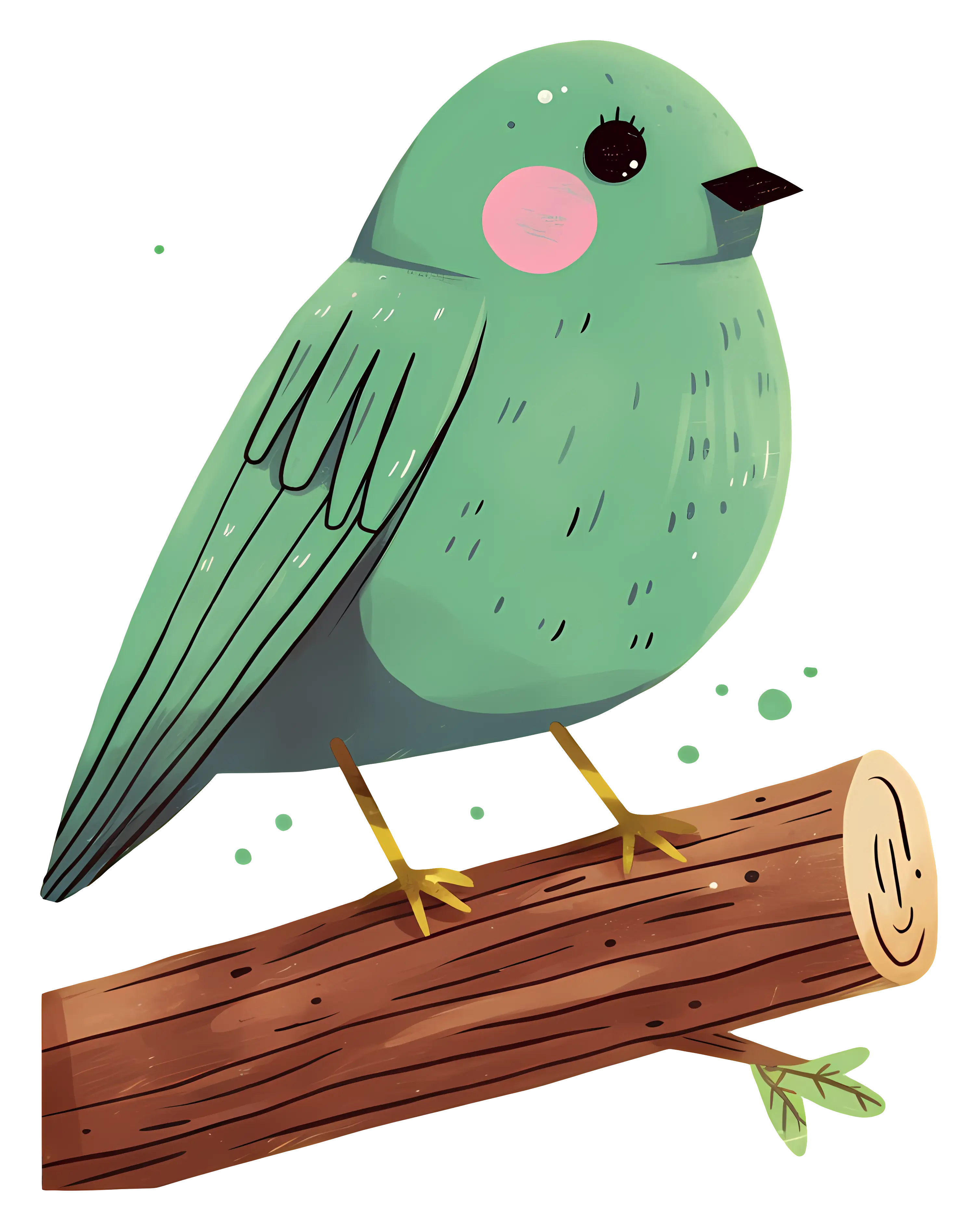 Cartoon Bird Perched on a Branch in Cute Style