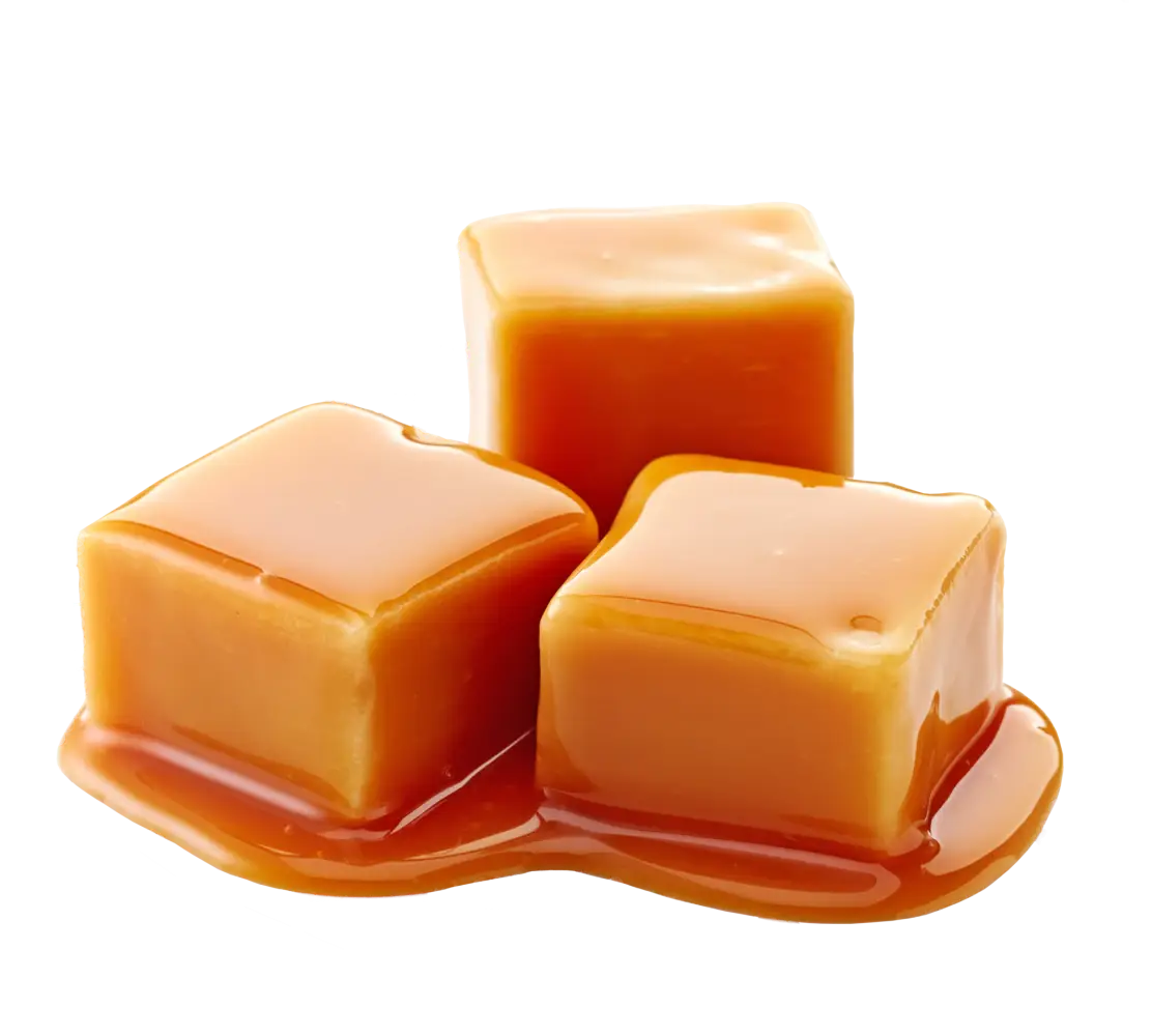 Soft Caramel Cubes Covered in Sauce