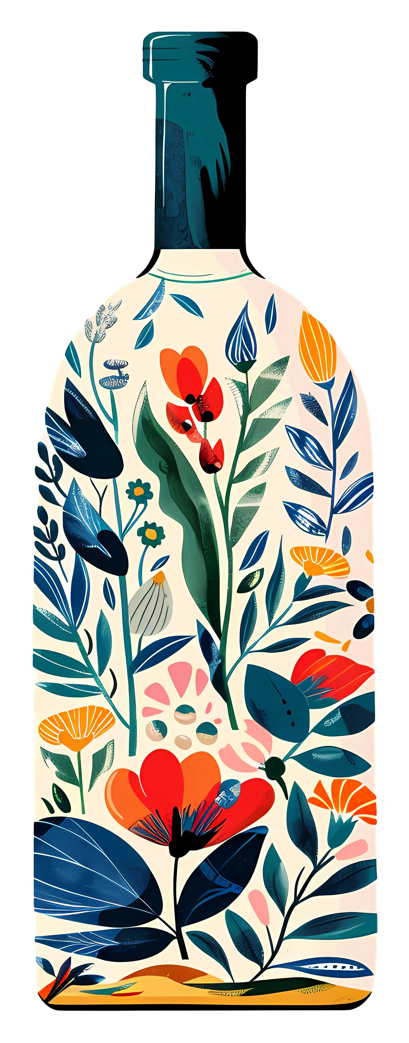 Decorative Bottle with Floral Pattern