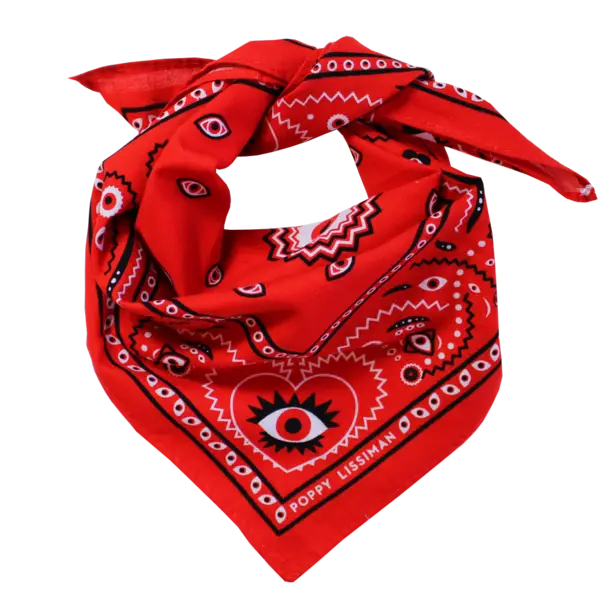 Red Bandana with Eye Pattern