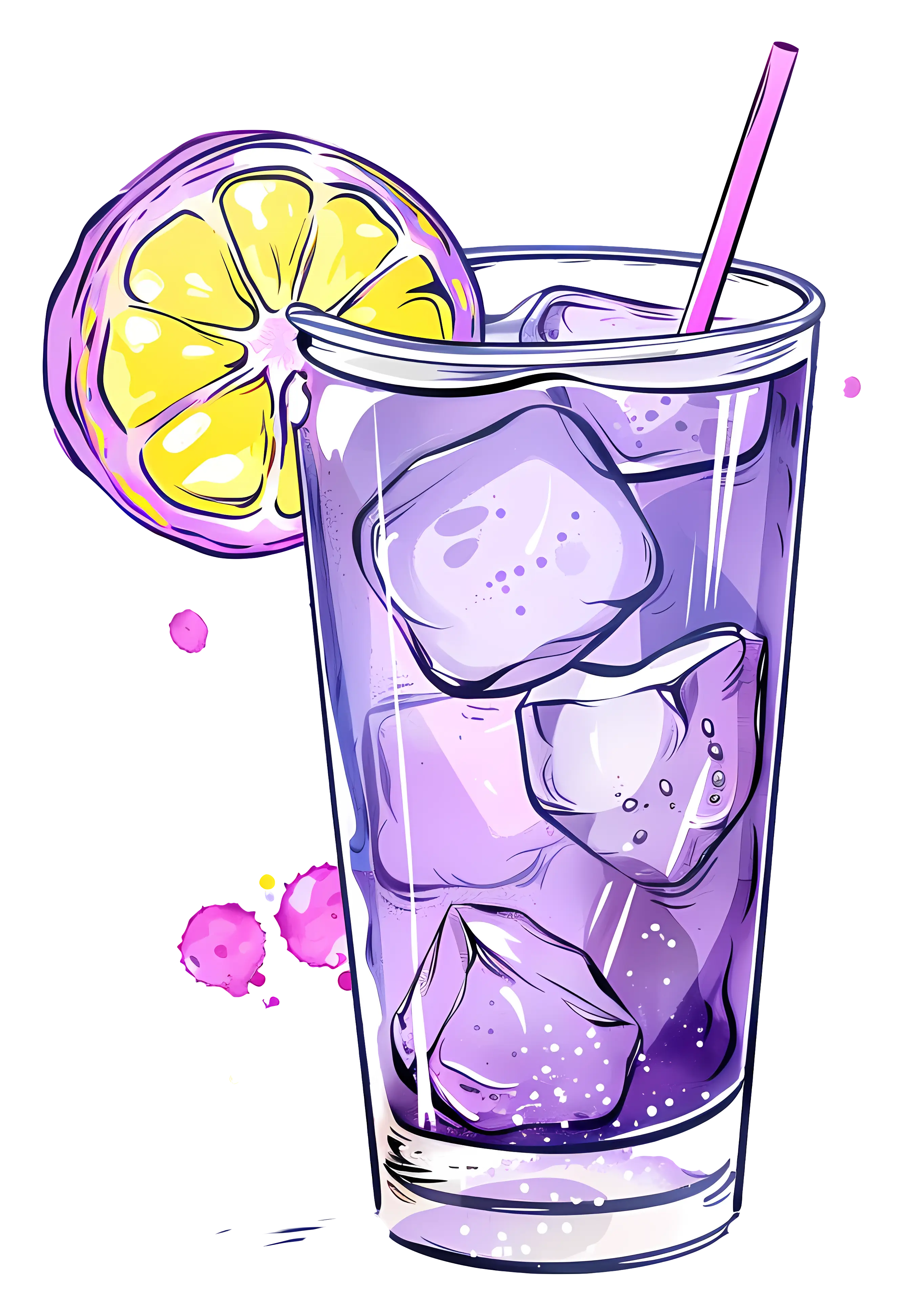 Purple Drink with Lemon and Ice Cubes