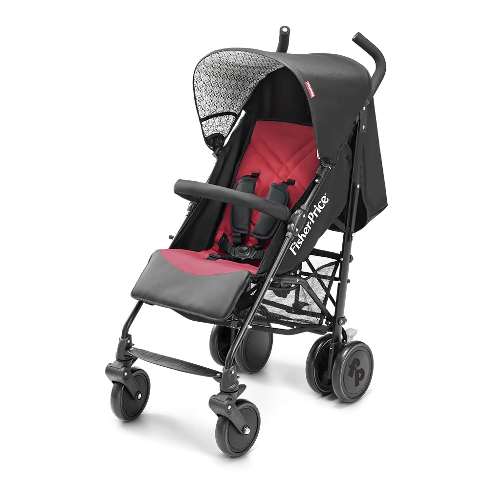 Red and Black Baby Stroller with Canopy