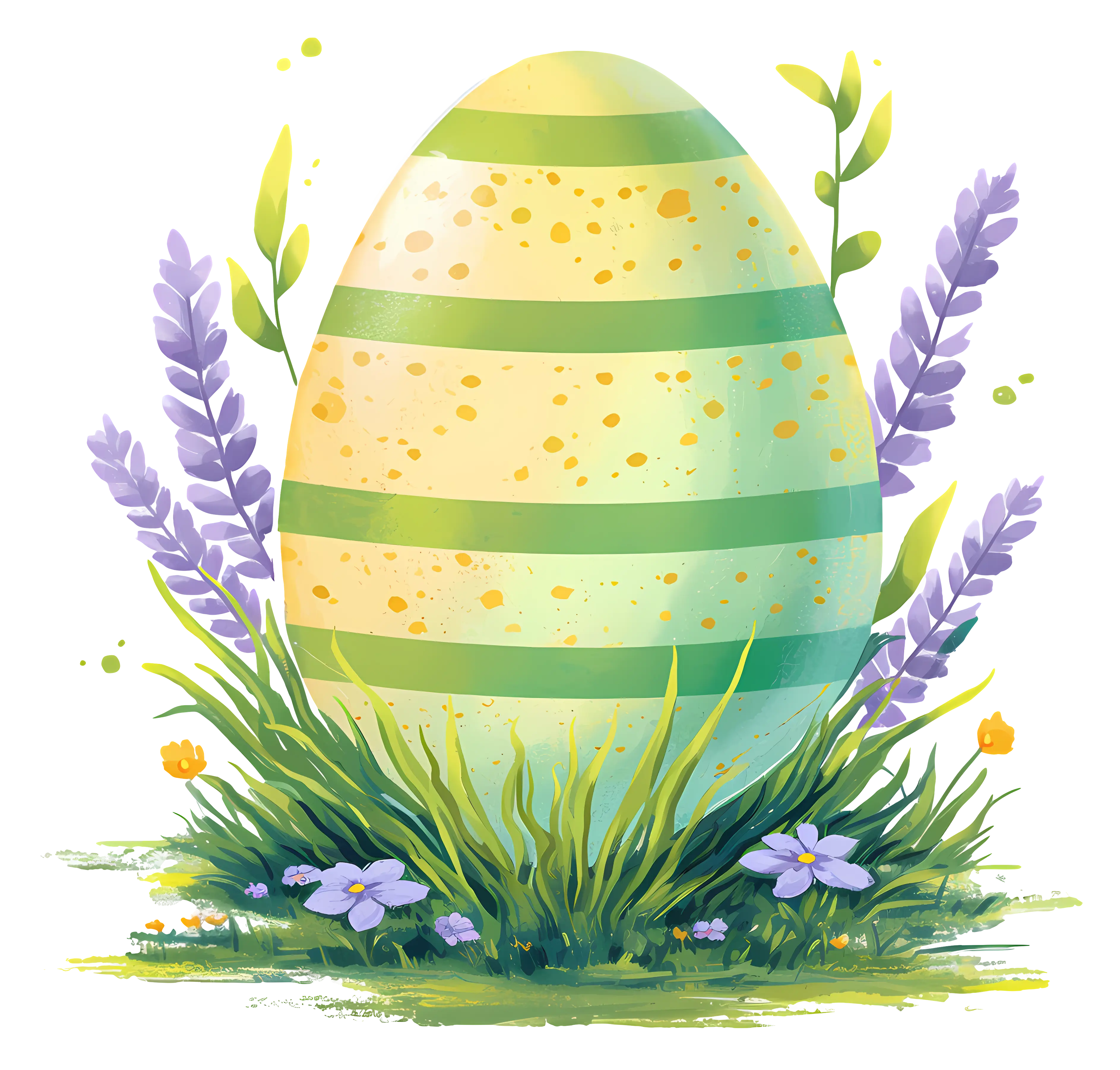Easter Decorated Egg with Flowers