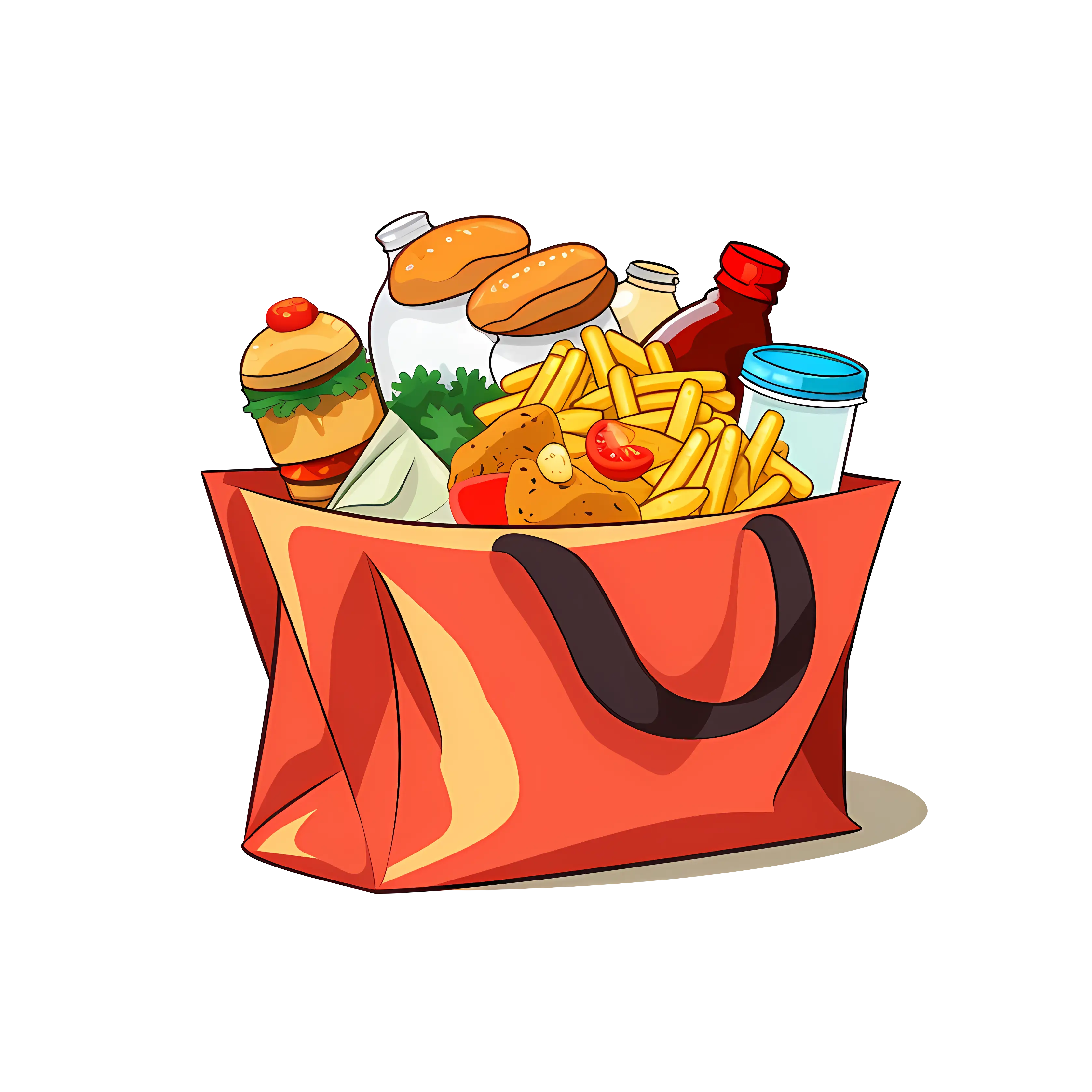 Illustrated Shopping Bag with Groceries