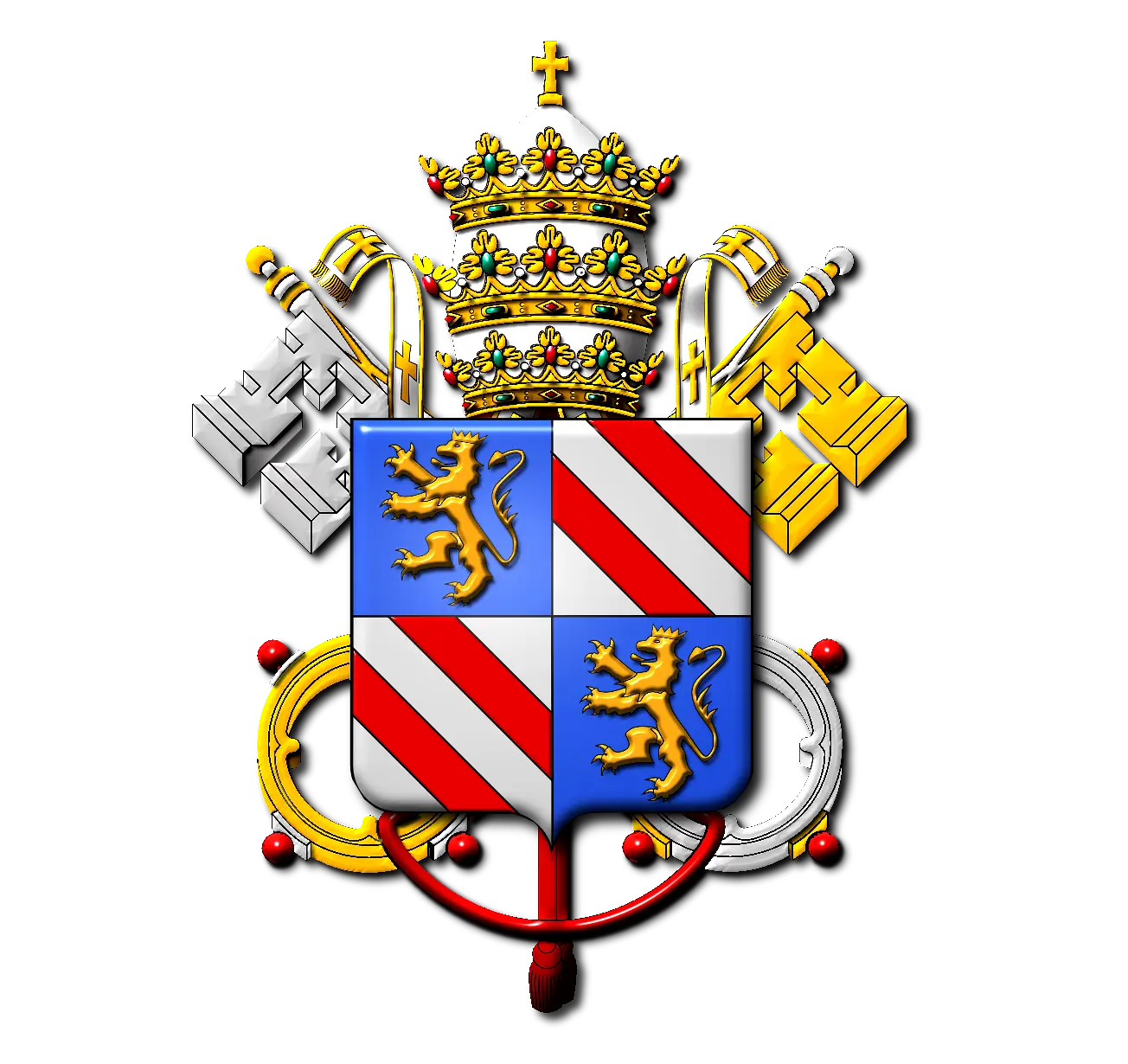 Heraldic Crest with Lions and Cross Keys