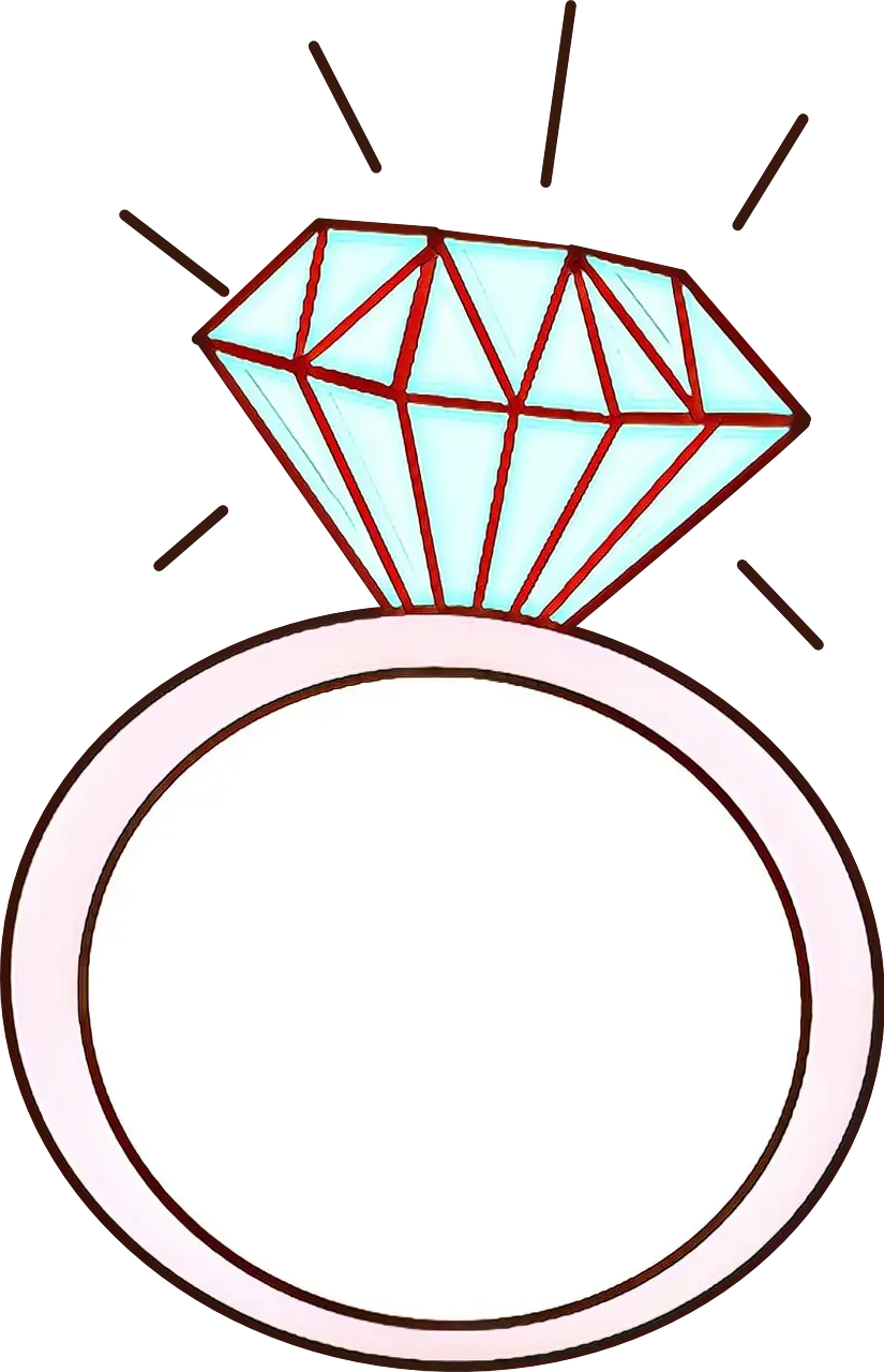 Stylized Blue Diamond Ring Illustration