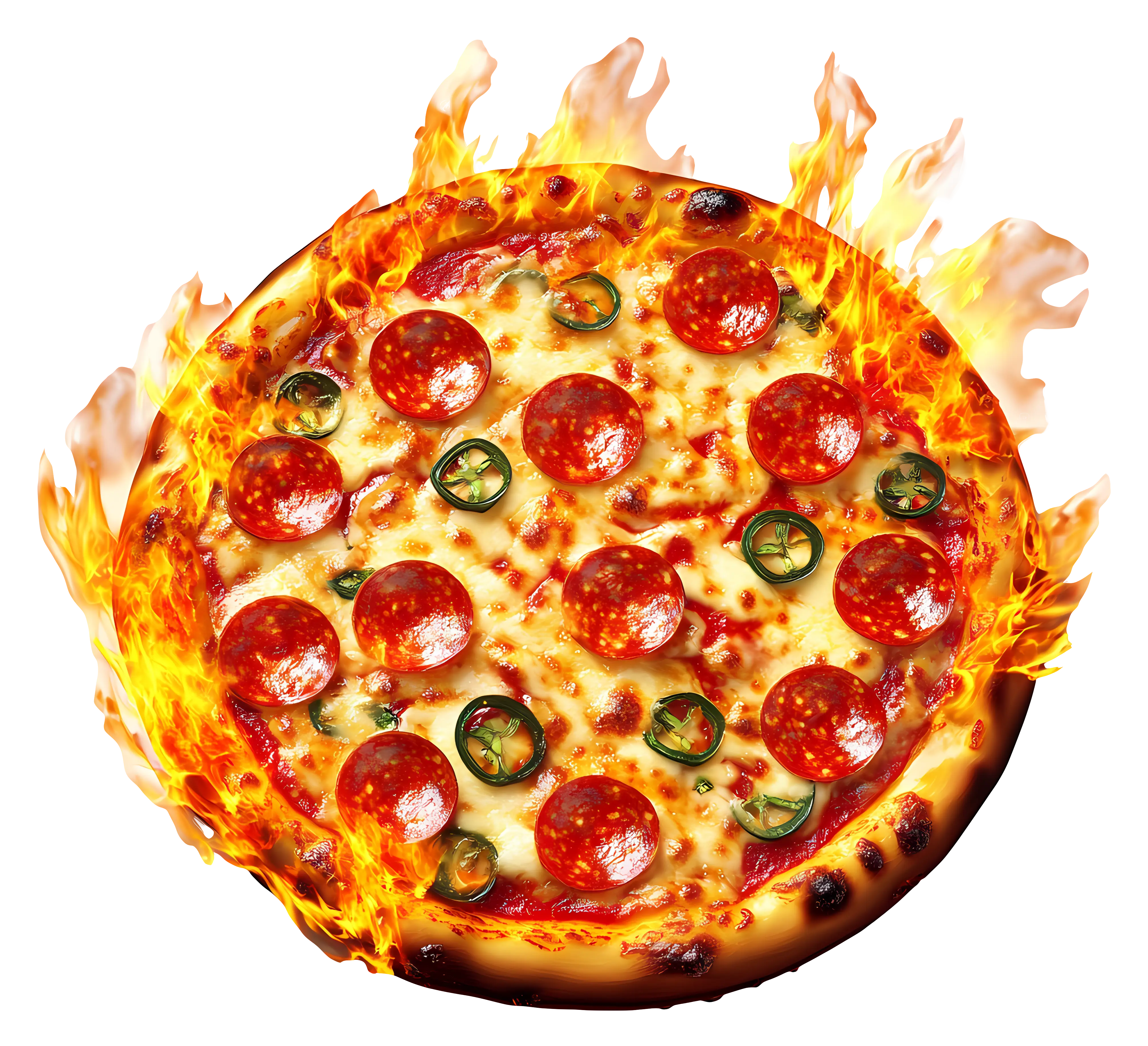 Spicy Flaming Pizza with Pepperoni