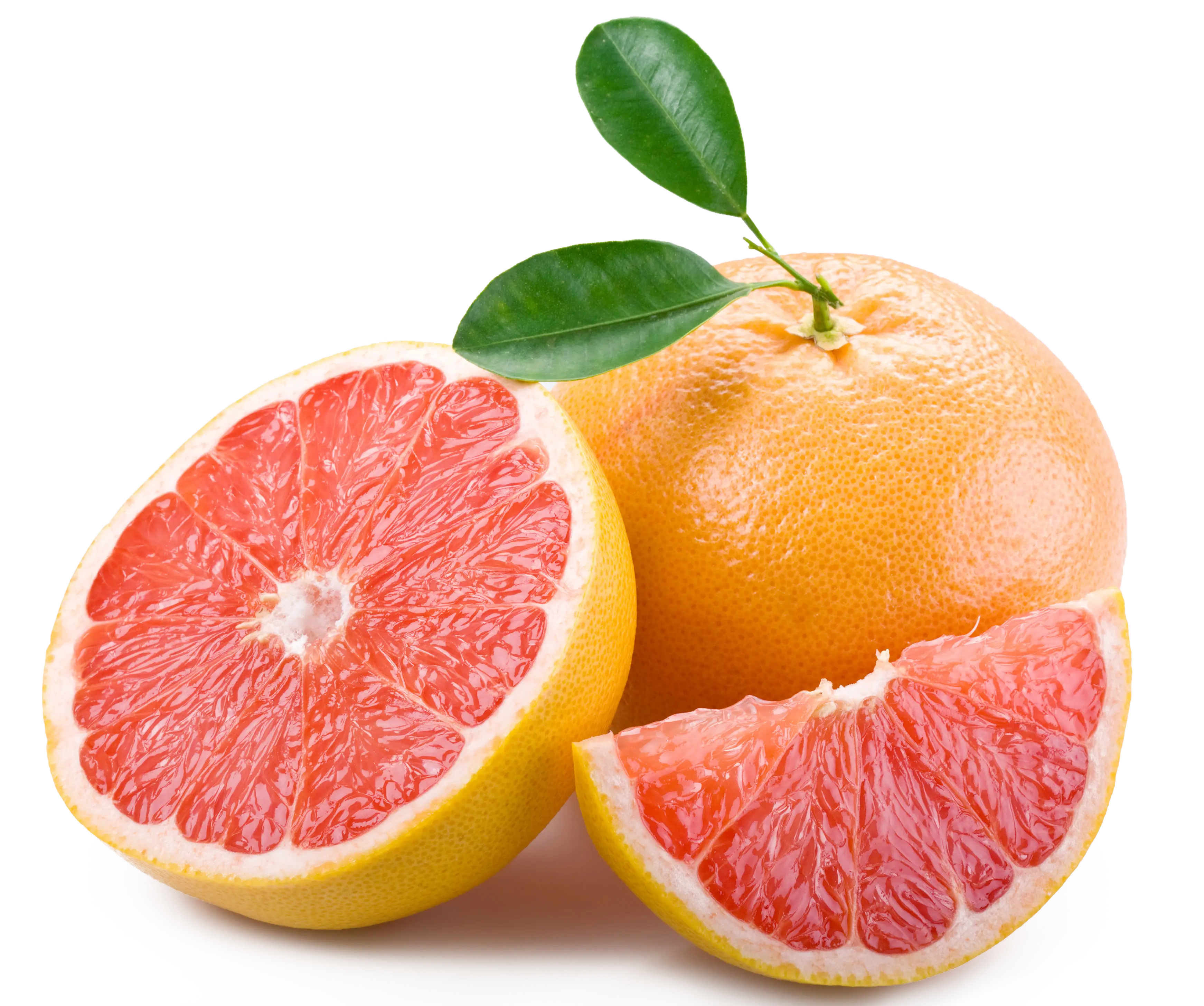 Fresh Grapefruit Slices with Leaves