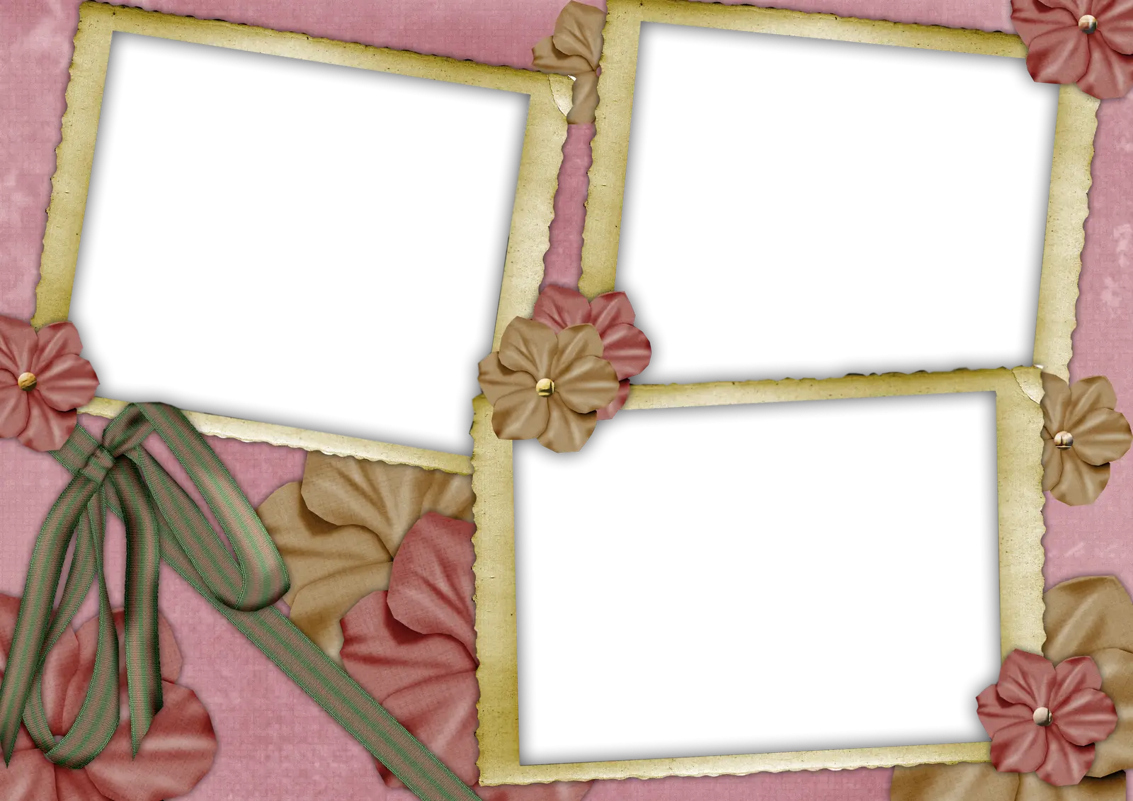 Decorative Photo Frames with Flowers and Ribbon