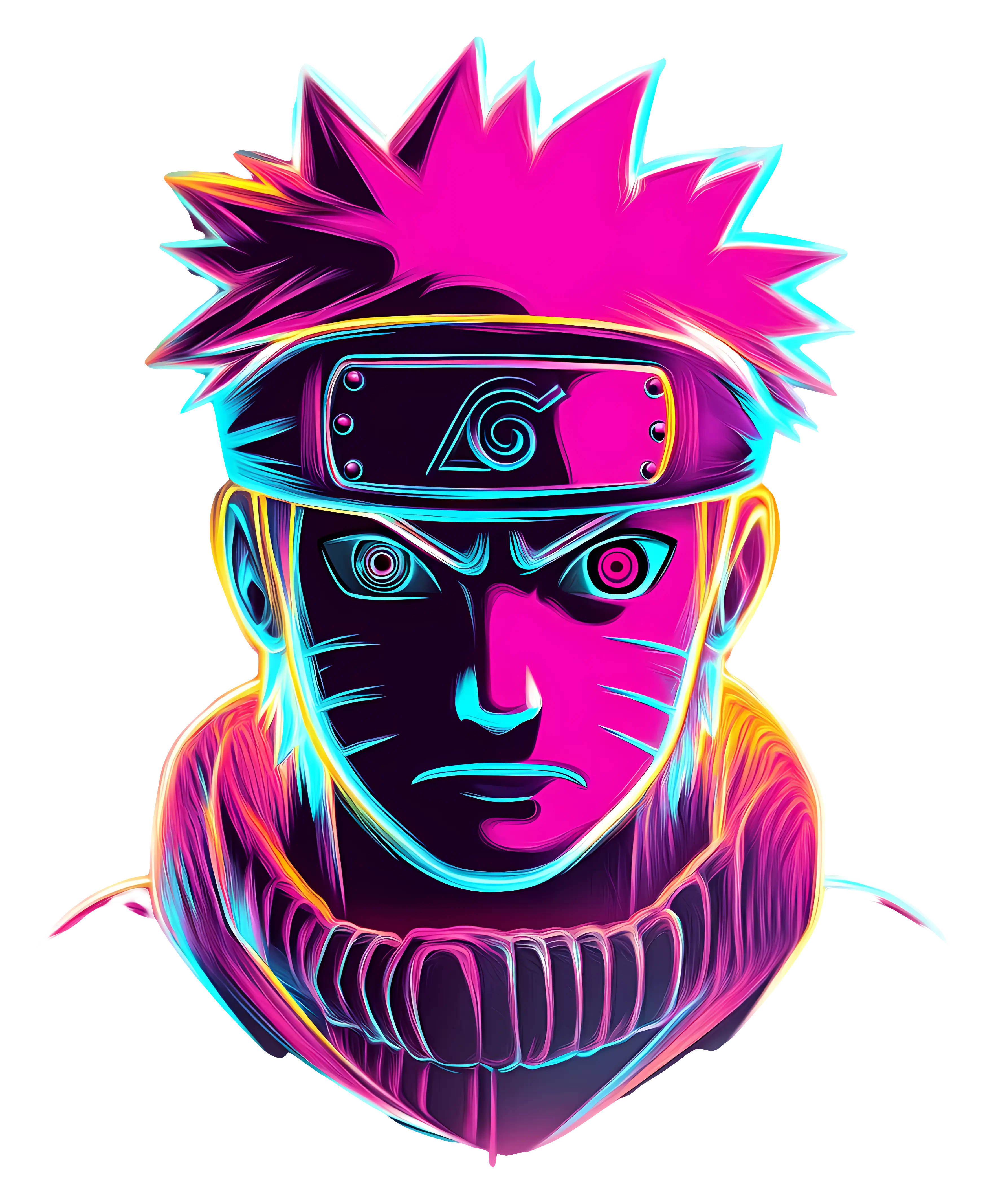 Neon Anime Character Illustration