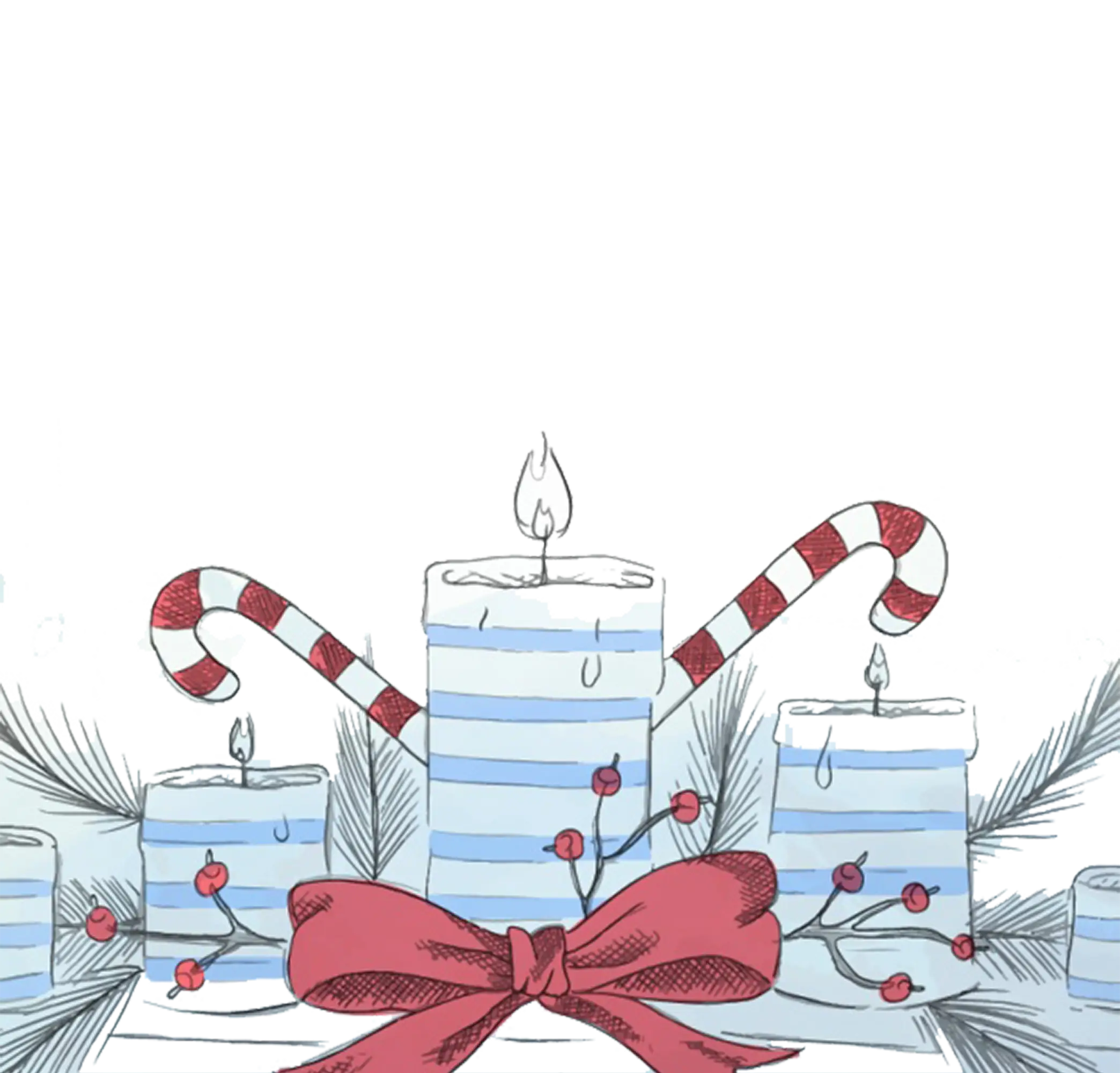Striped Candles with Candy Canes and Bow