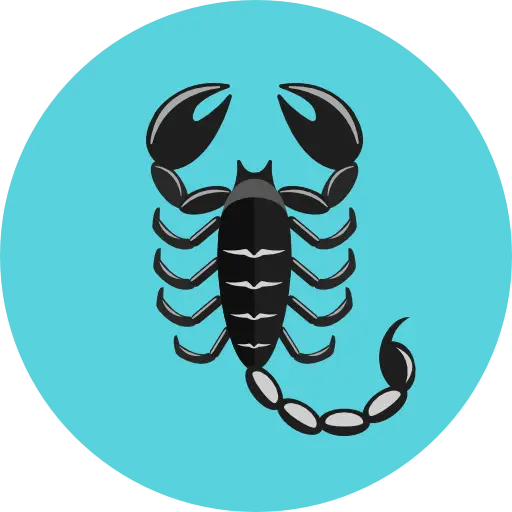 Scorpion Symbol in Blue Circle for Scorpio Zodiac