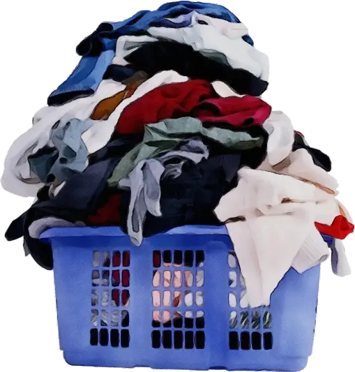 Clothes Overflowing in a Blue Basket