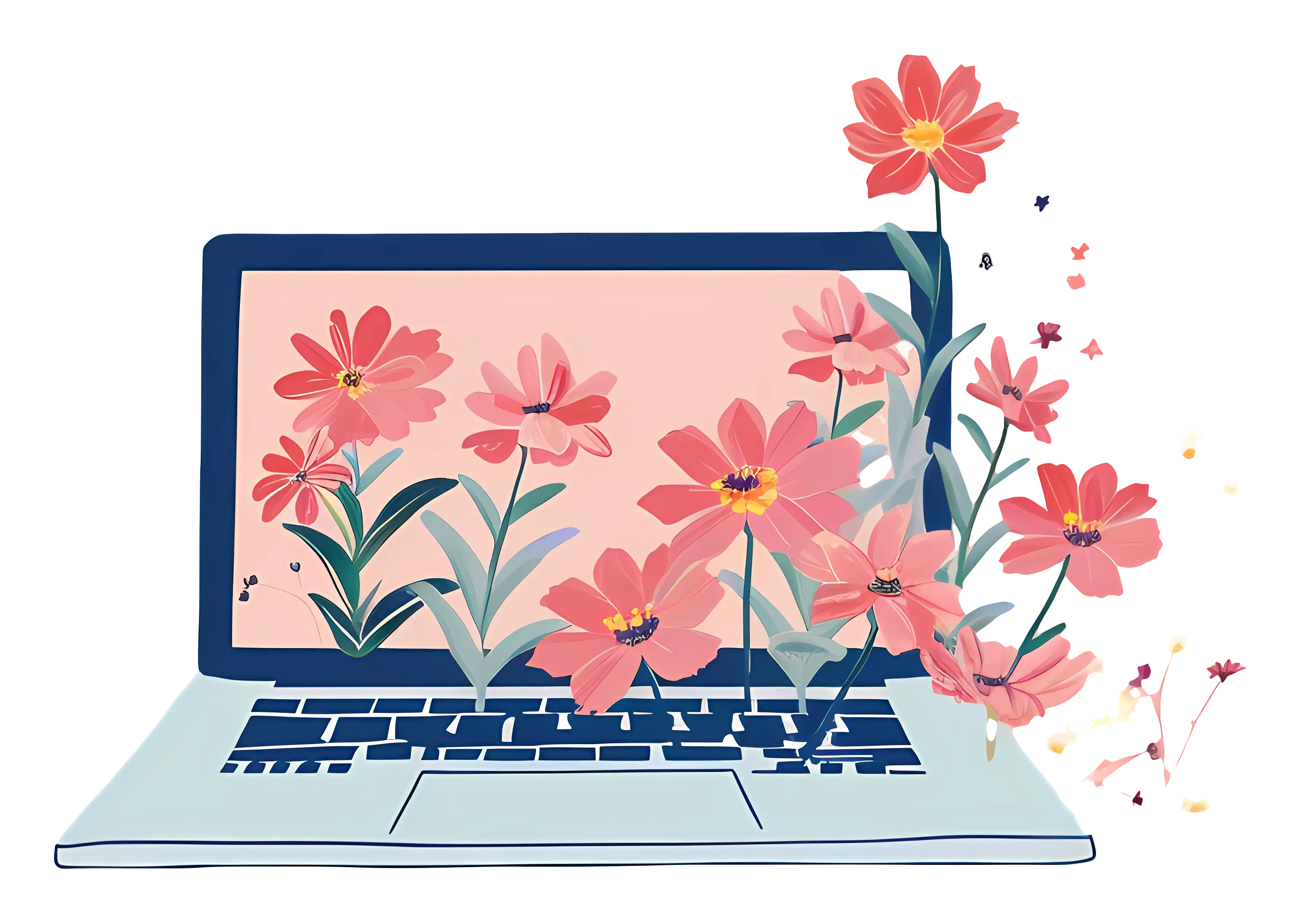 Floral Laptop Illustration