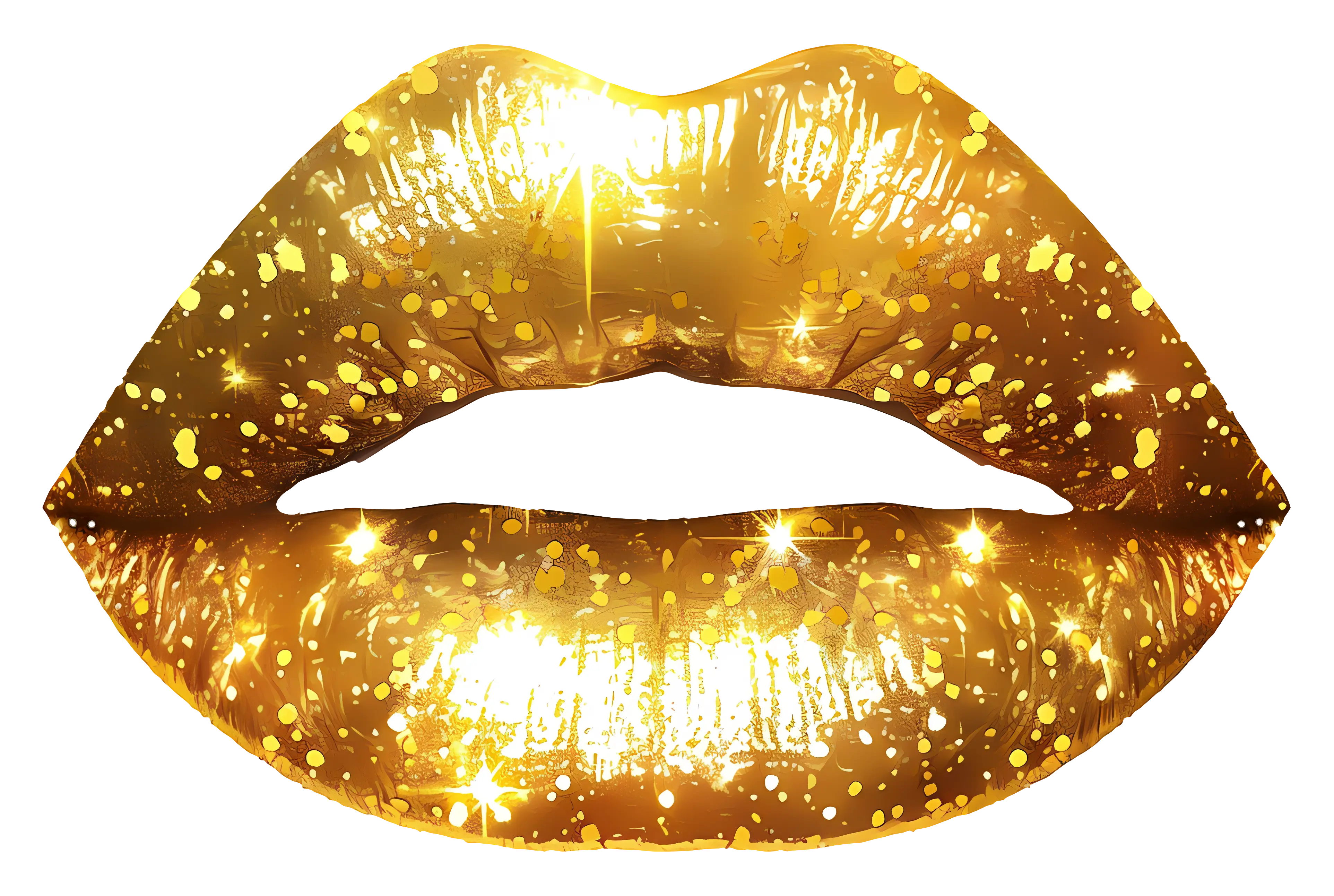 Shimmering Gold Glitter Lips