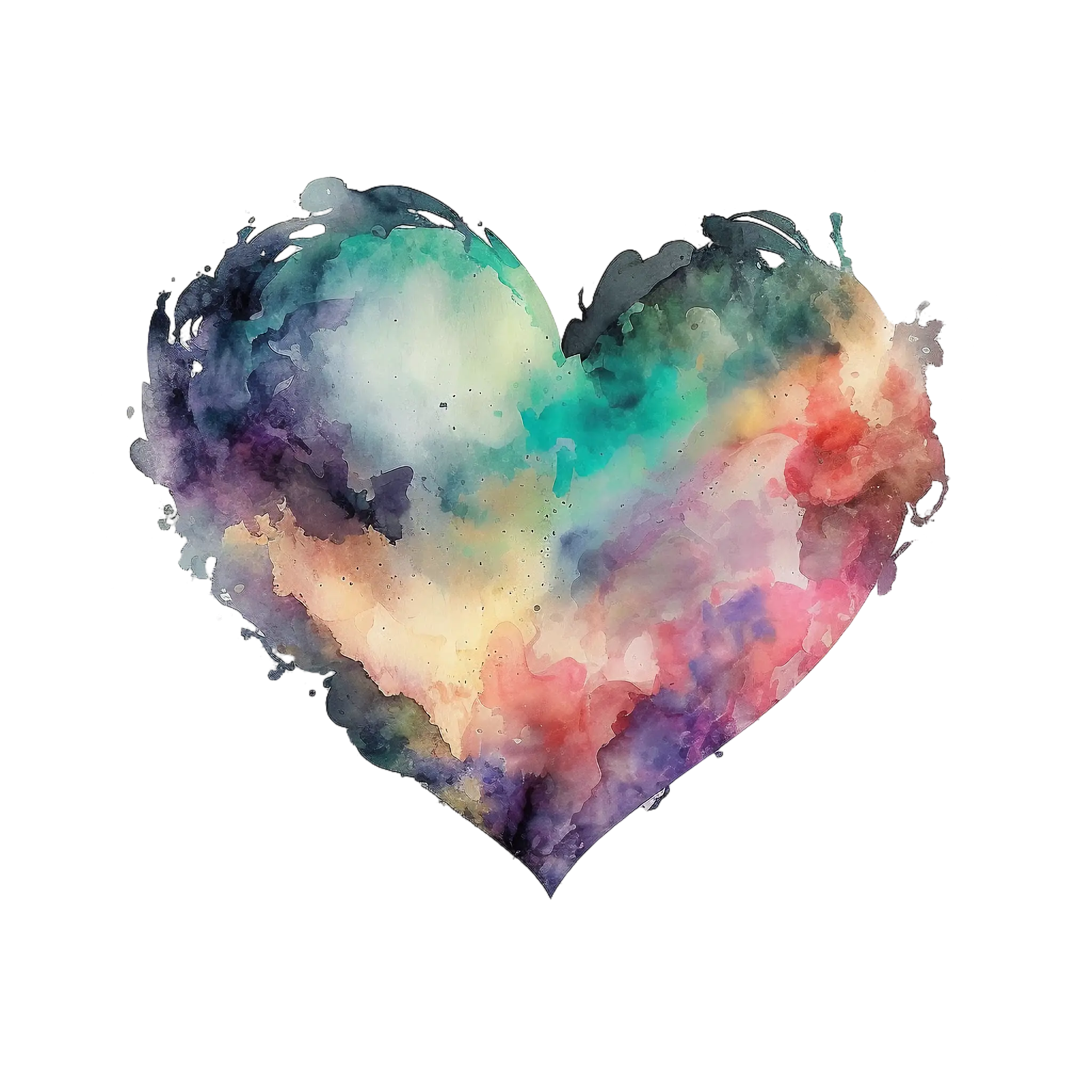 Colorful Watercolor Heart Shape