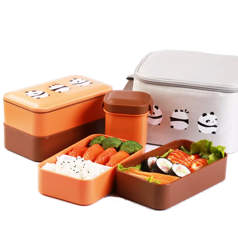 Bento Box with Food and Panda Design
