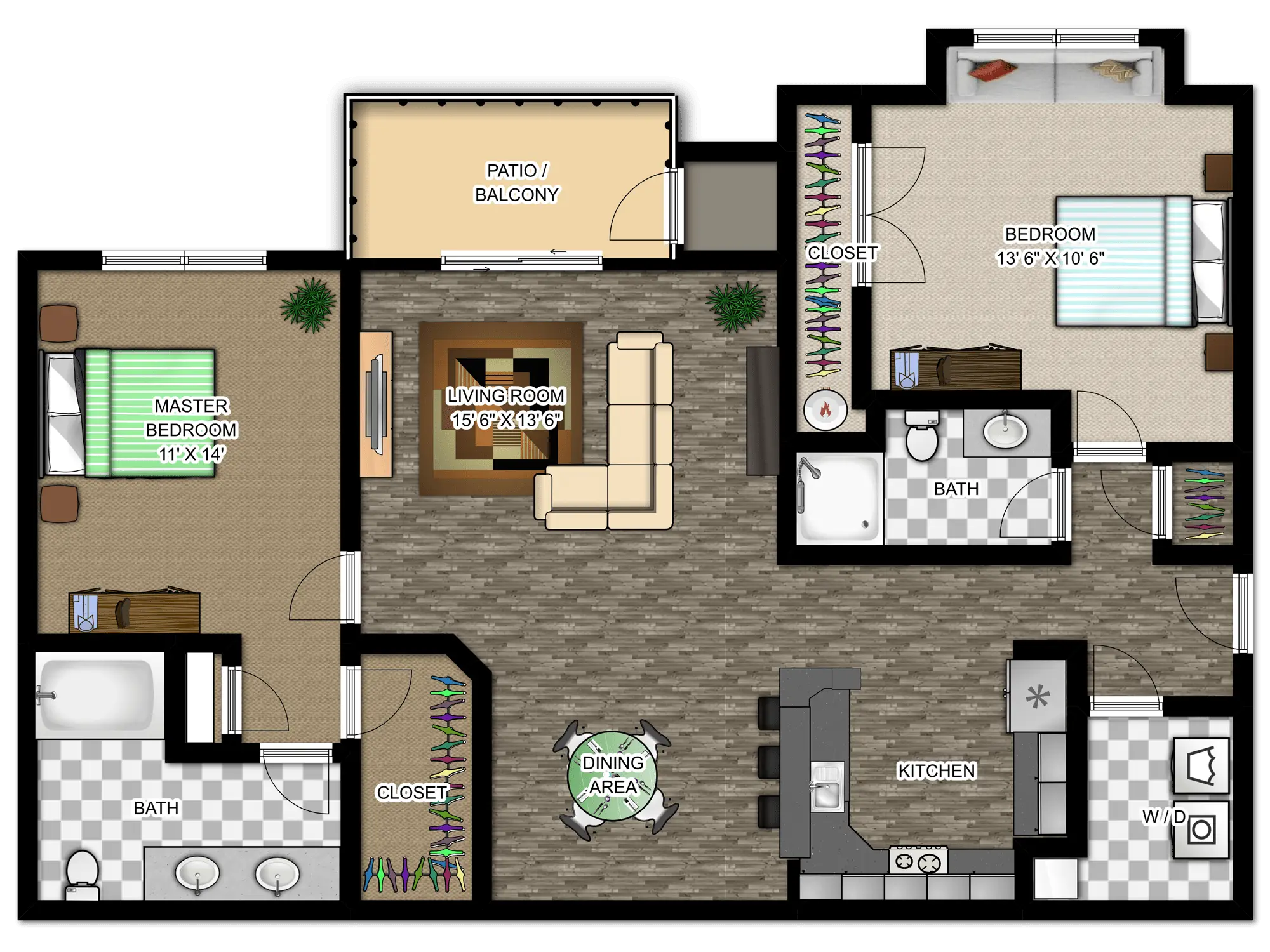 Detailed Apartment Floor Plan Layout