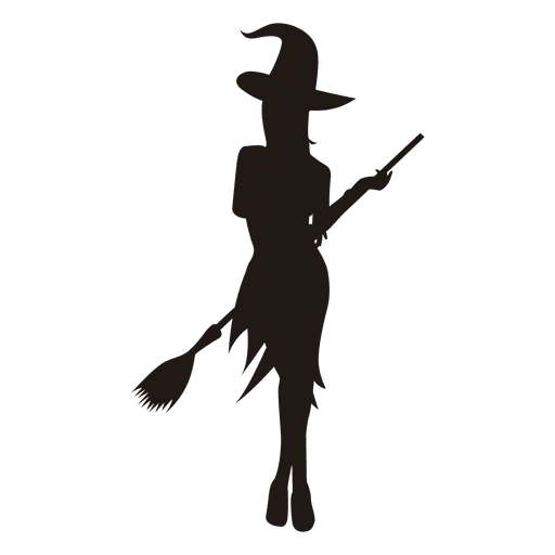 Witch Silhouette with Broom Stick for Halloween