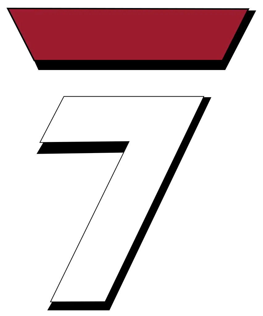 Bold Number Seven Icon in Red and White